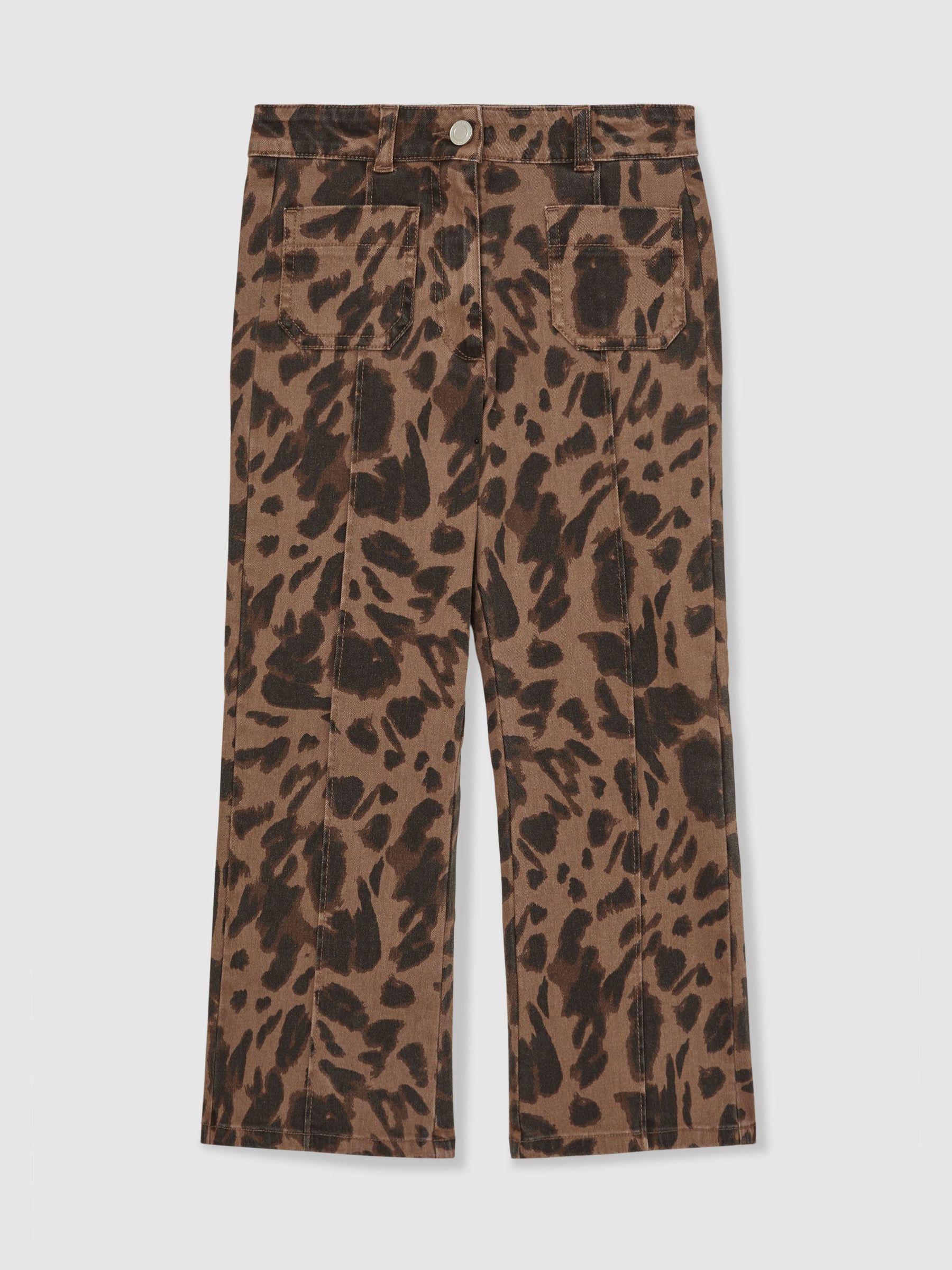 13-14 yrs Leopard-Print Flared Jeans in Brown (W58988) | £58