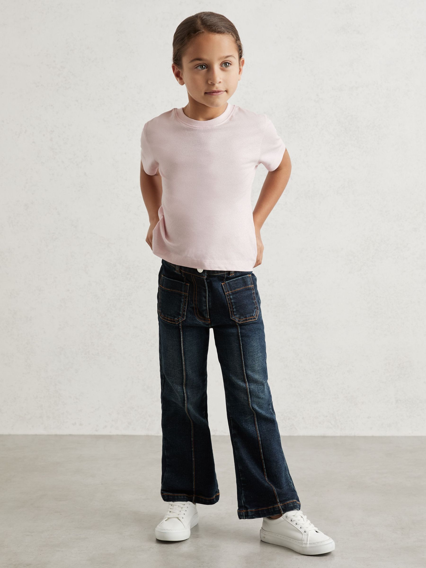 3-9 yrs Cotton Crew Neck T-Shirt in Pink (W58991) | £9