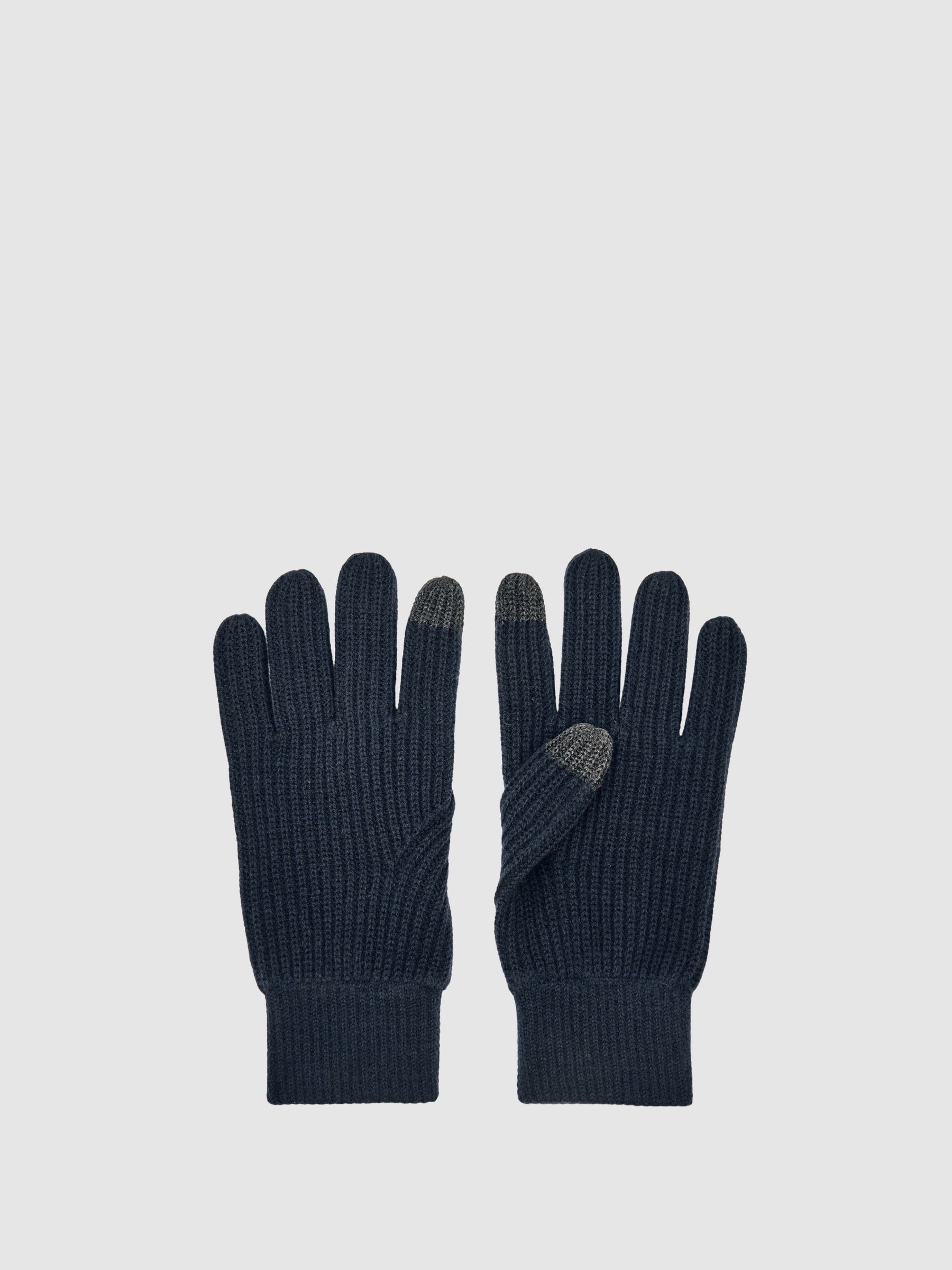 Ribbed-Merino Touchscreen Gloves in Navy (W58995) | £48