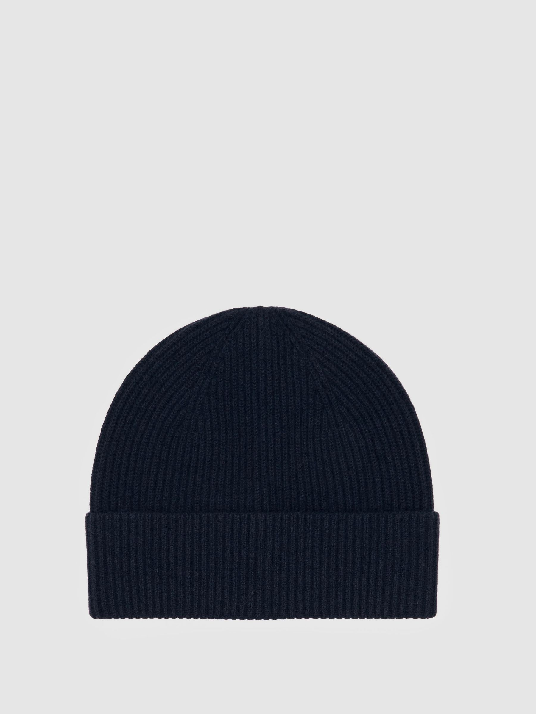 Merino Wool Rib-Knit Beanie in Navy (W58998) | £48