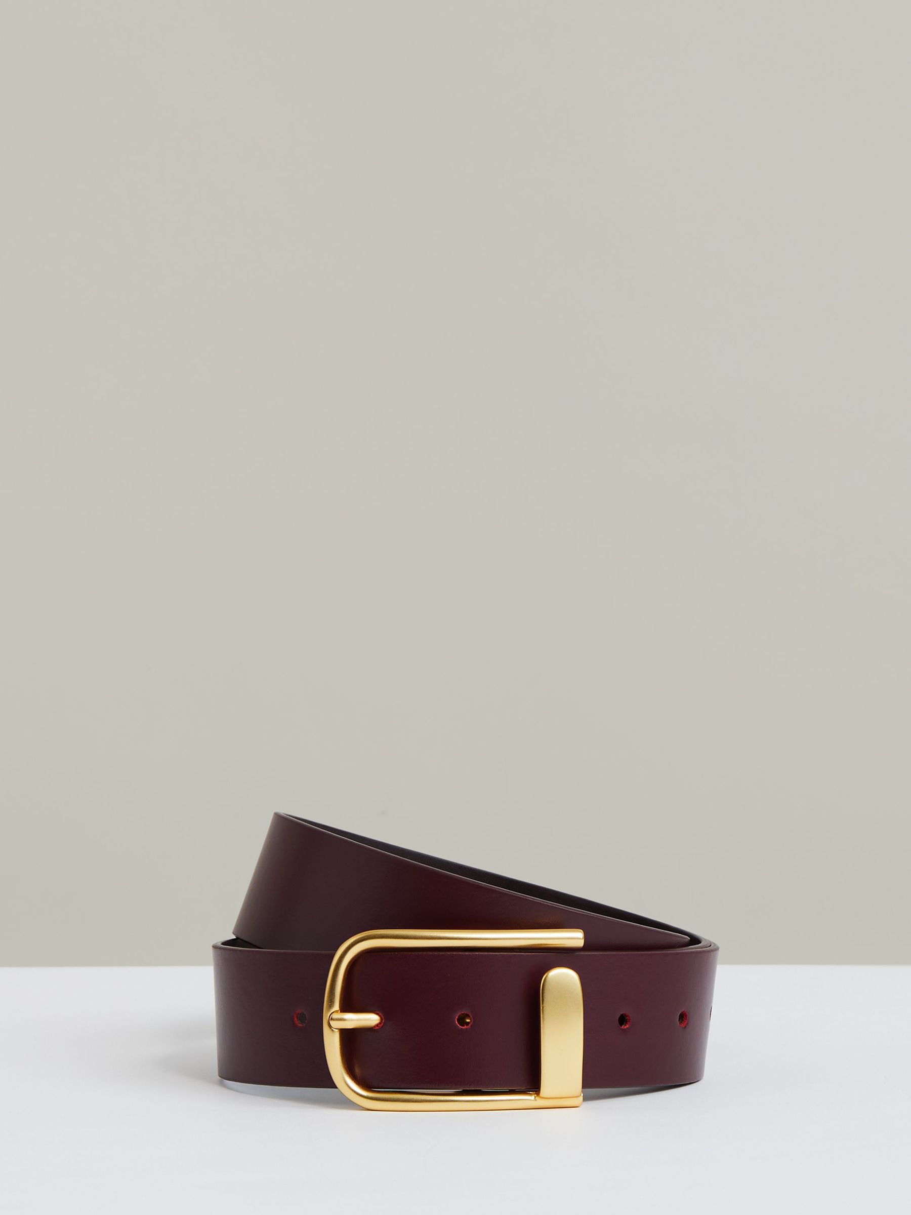 Leather Half Keeper Belt in Burgundy (W59001) | £78