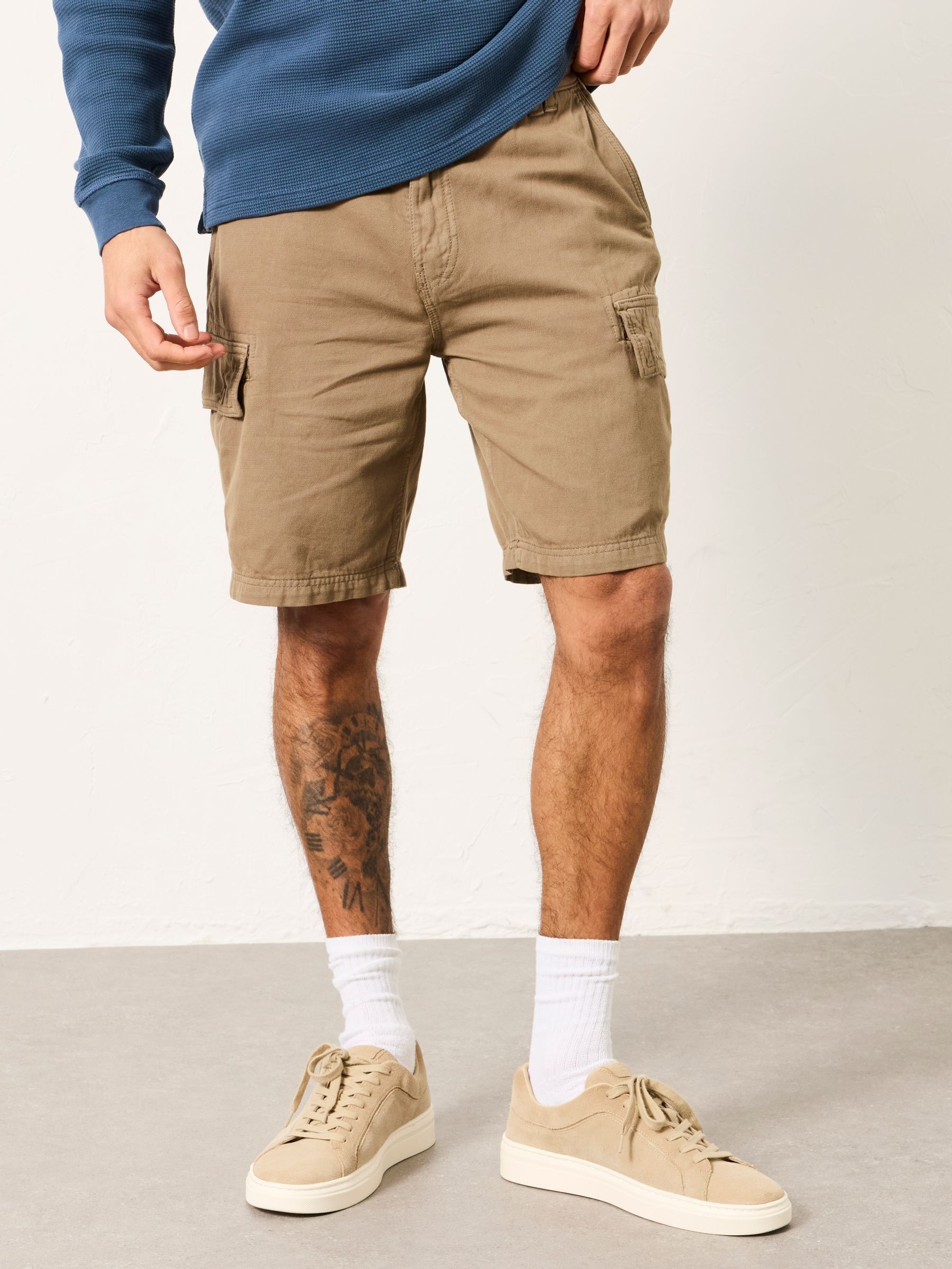 Brecon Dark Stone Garment Dye Cargo Shorts (W59403) | £49.50