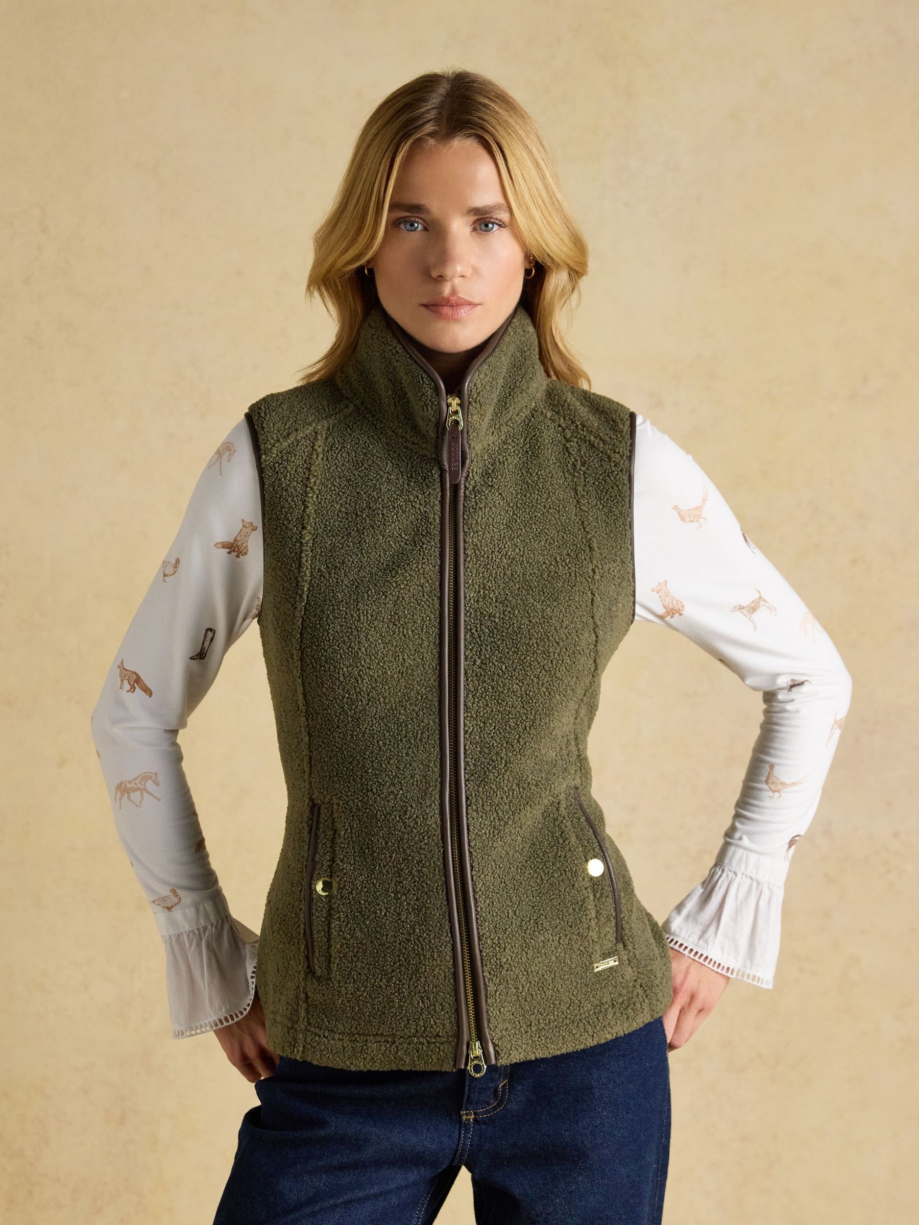 Borg Heritage Khaki Green Fleece Gilet