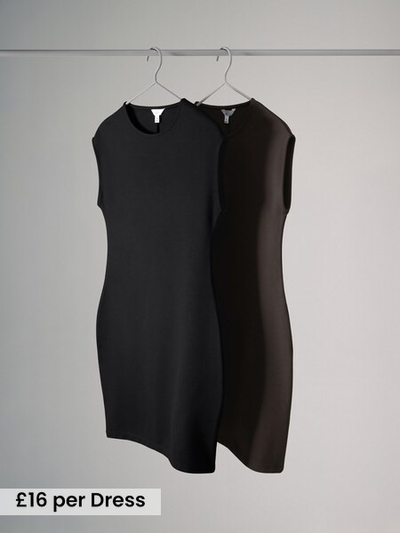 2 Pack Sleeveless Ponte Dress (W62193) | £32