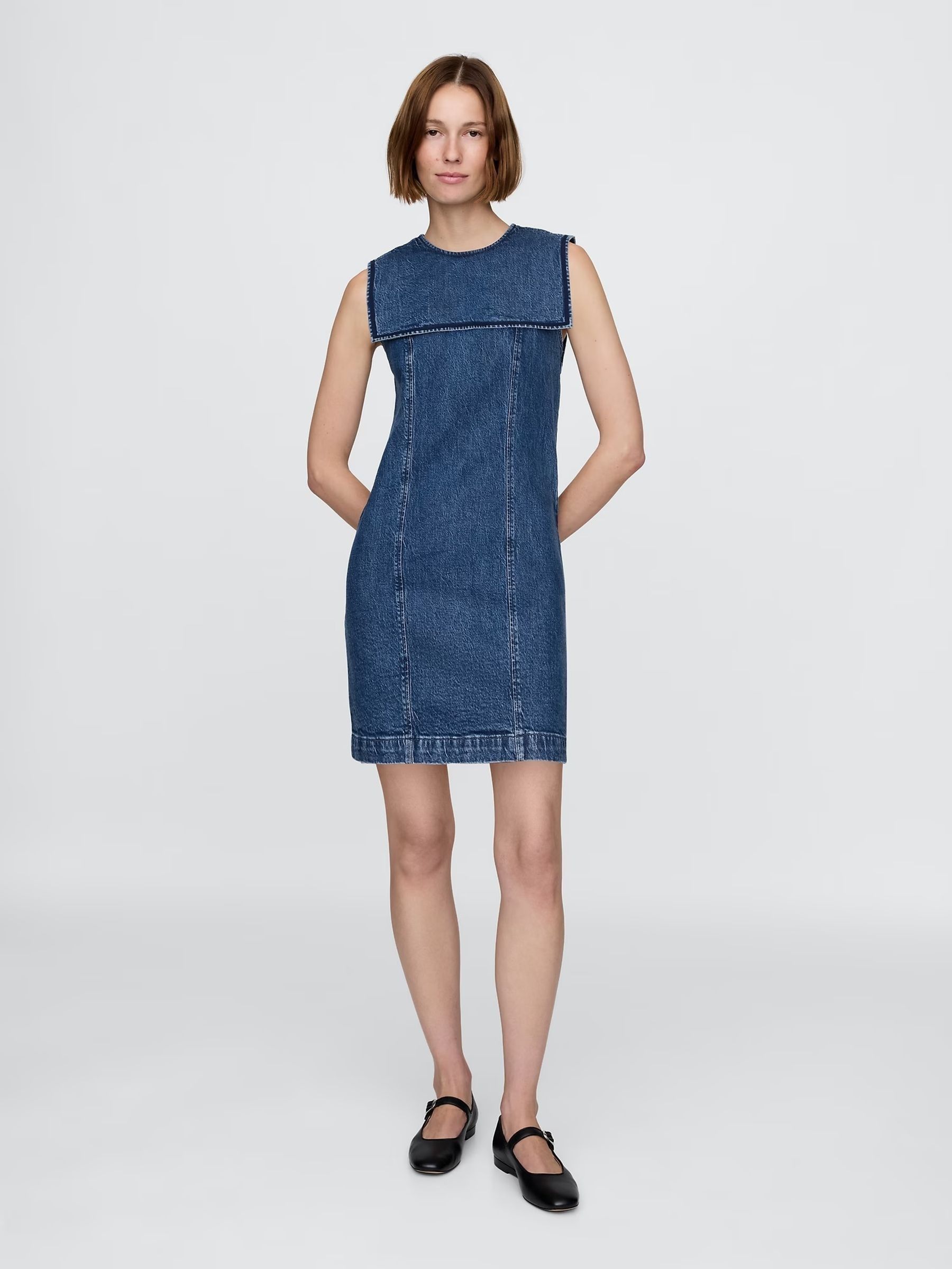 Blue DÔEN Denim Sailor Mini Dress (W62232) | £80