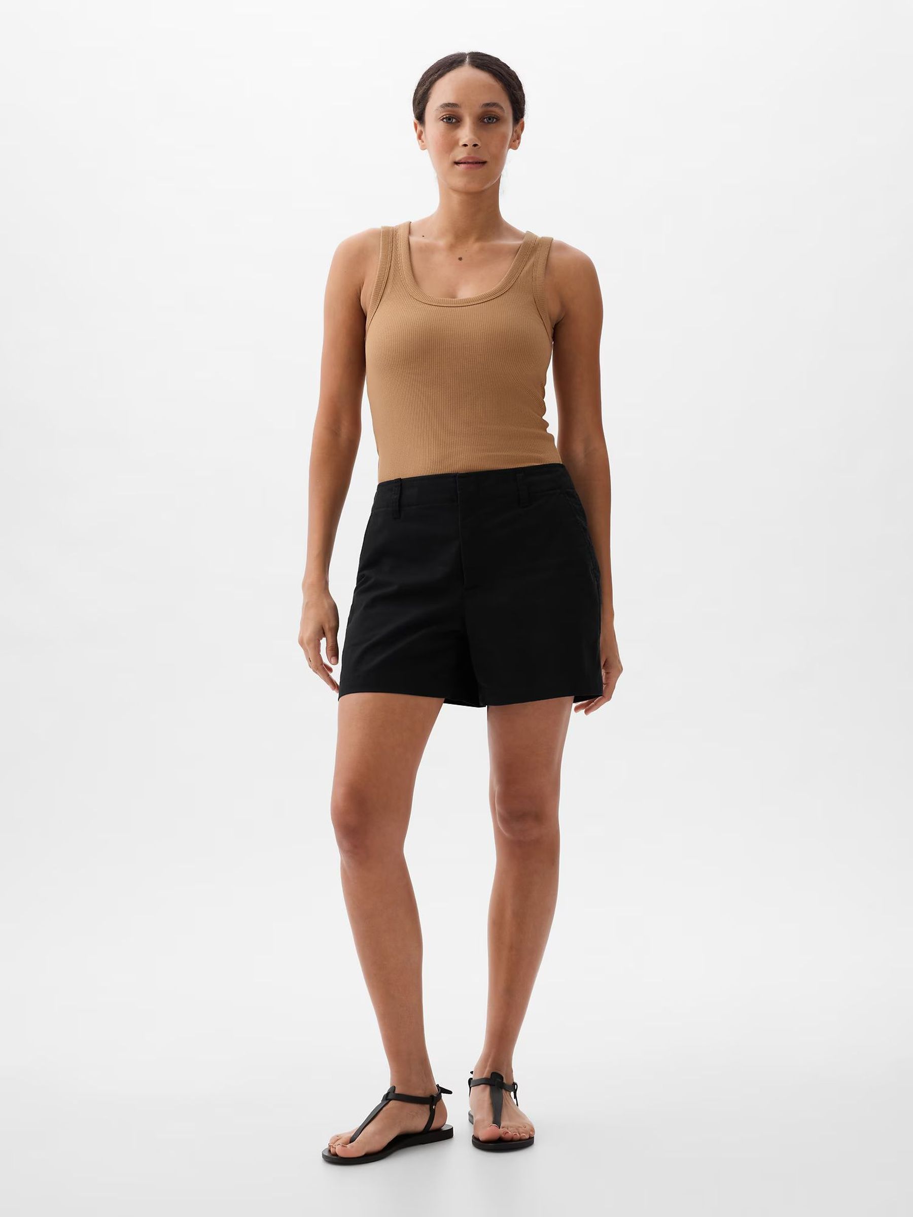 Black 5" Mid Rise Downtown Chino Shorts (W62233) | £25