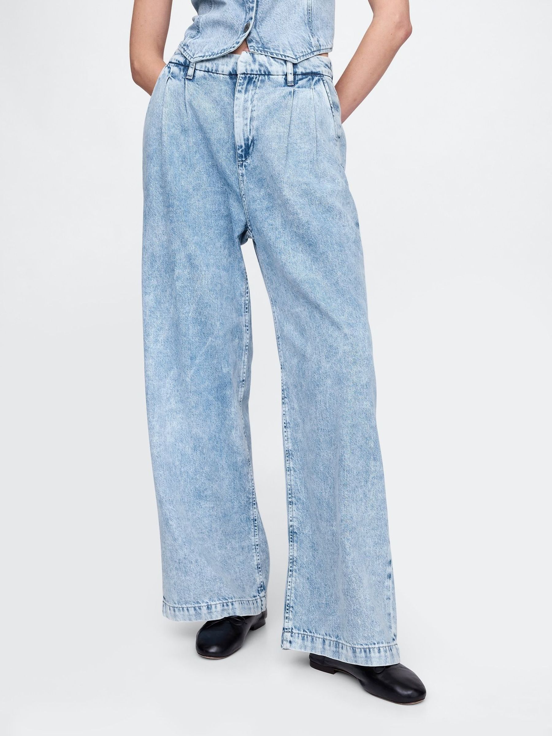 Blue 365 High Waist UltraSoft Pleated Denim Trousers (W62239) | £45