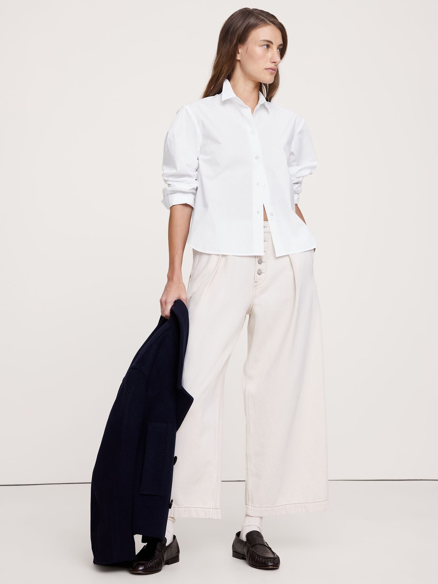 Banana Republic White Boxy Cotton Poplin Shirt (W62327) | £50