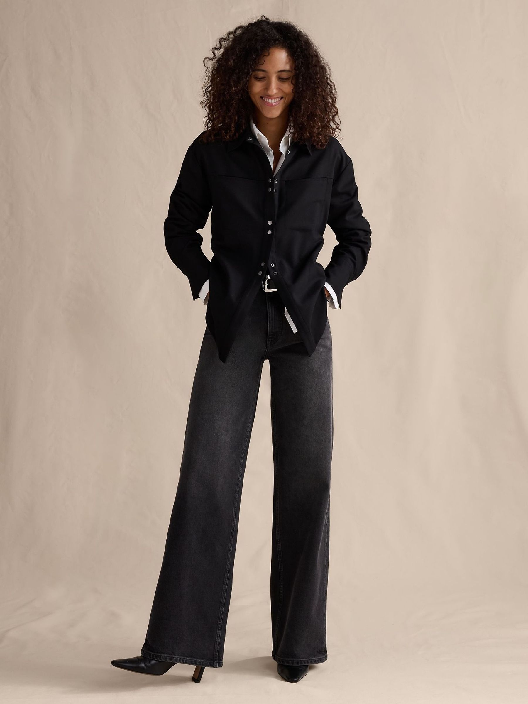 Banana Republic Black The Icon Classic Wide-Leg Jeans (W62336) | £85