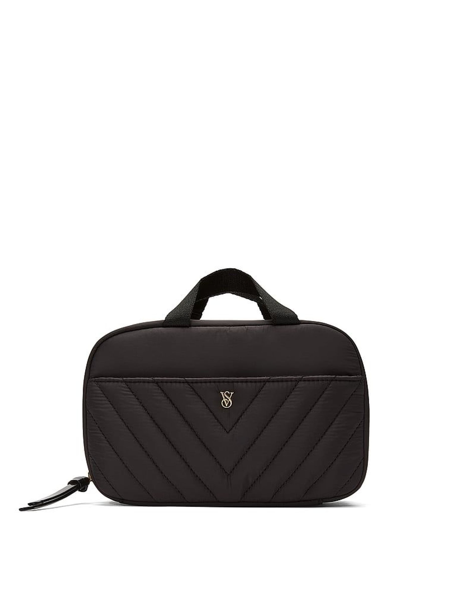 Black V Quilt Travel Makeup Bag (W62984) | £35