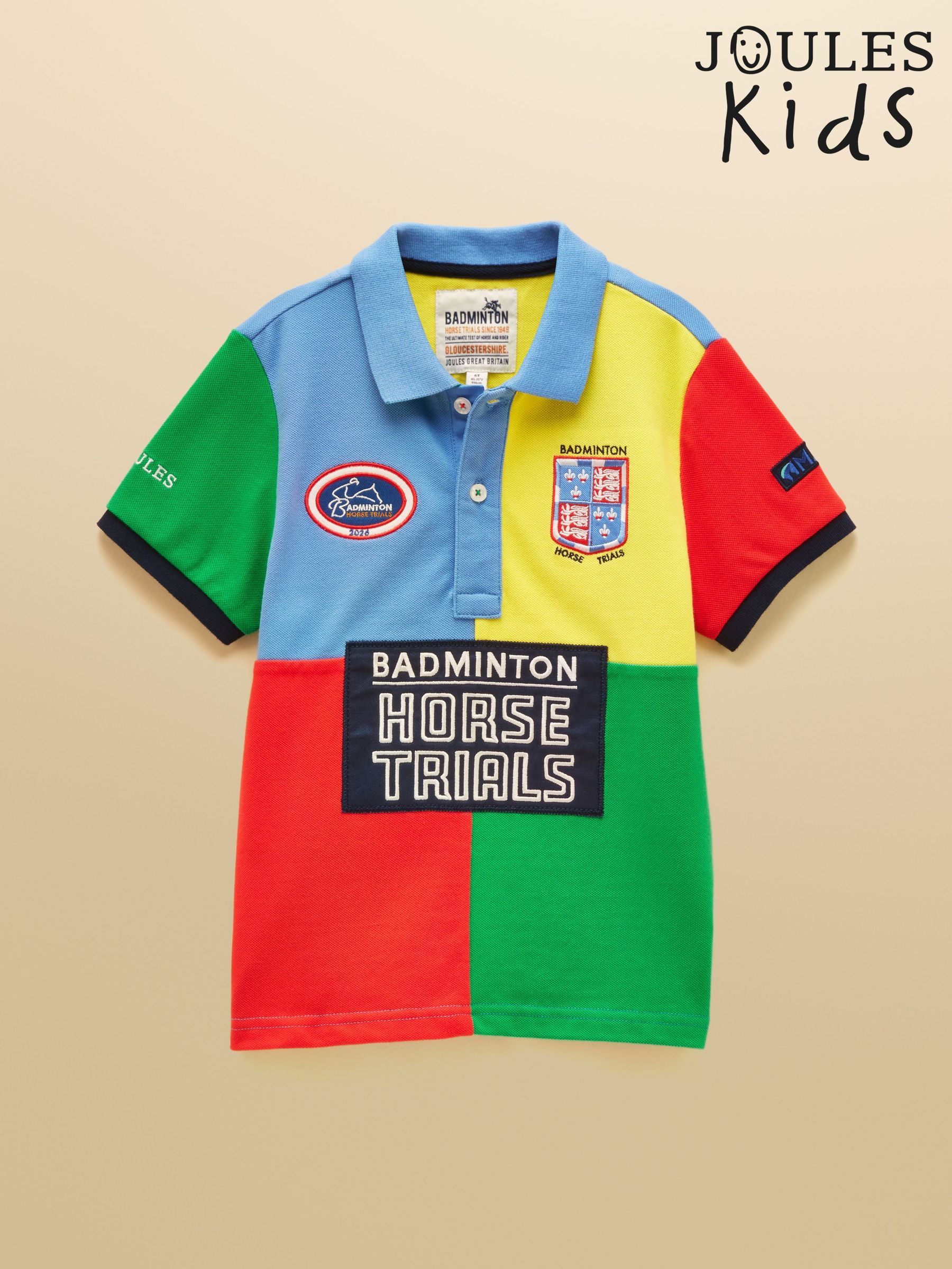 Multi Official Badminton Horse Trials Colourblock Kids Cotton Pique Polo Shirt