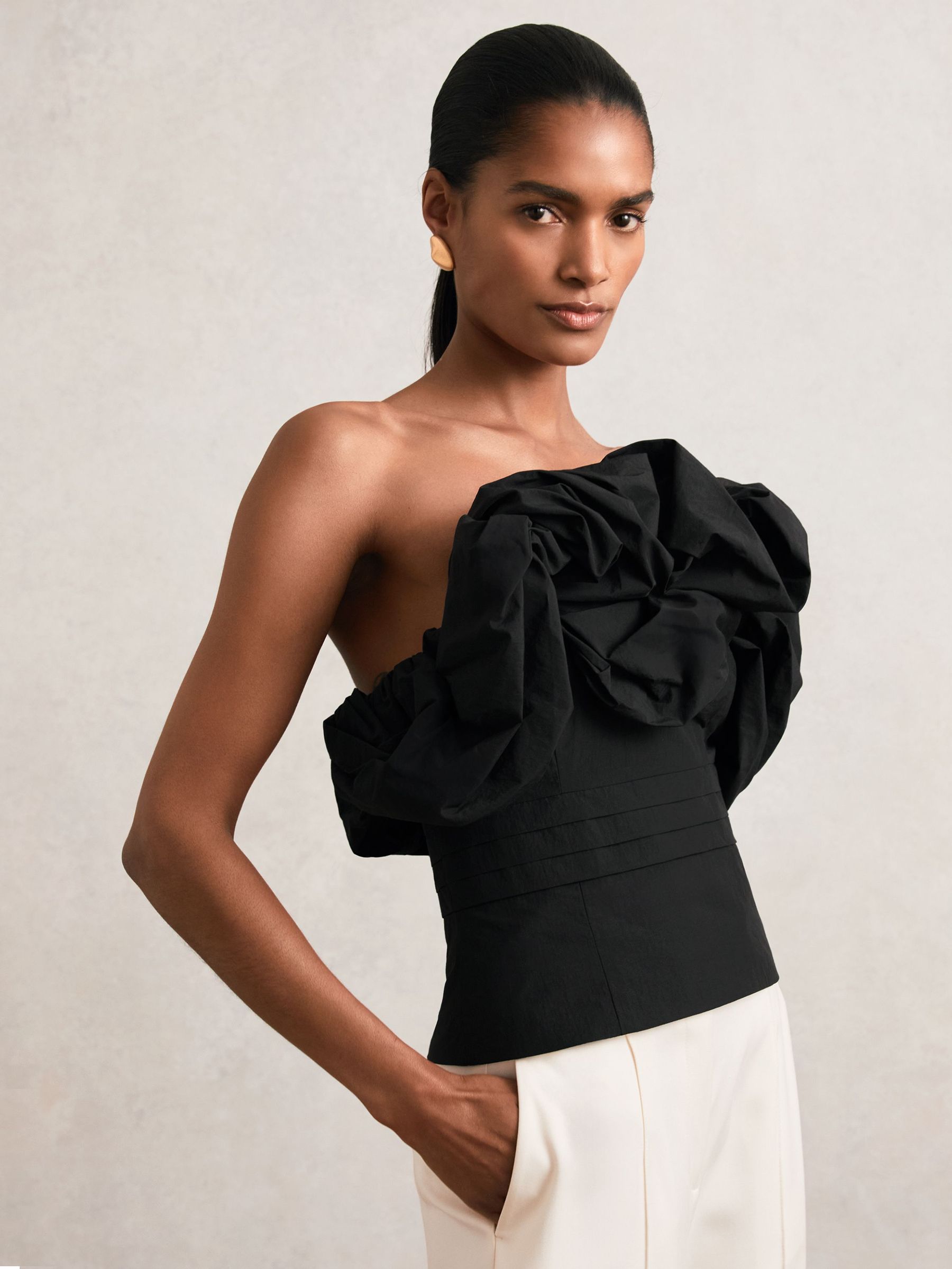Sculptural Strapless Top in Black (W64016) | £198
