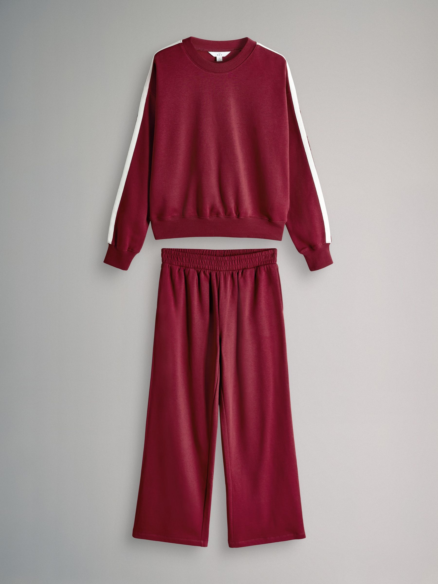 2 Piece Taped Crew Neck Sweatshirt and Wide Leg Joggers Set (W64298) | £30