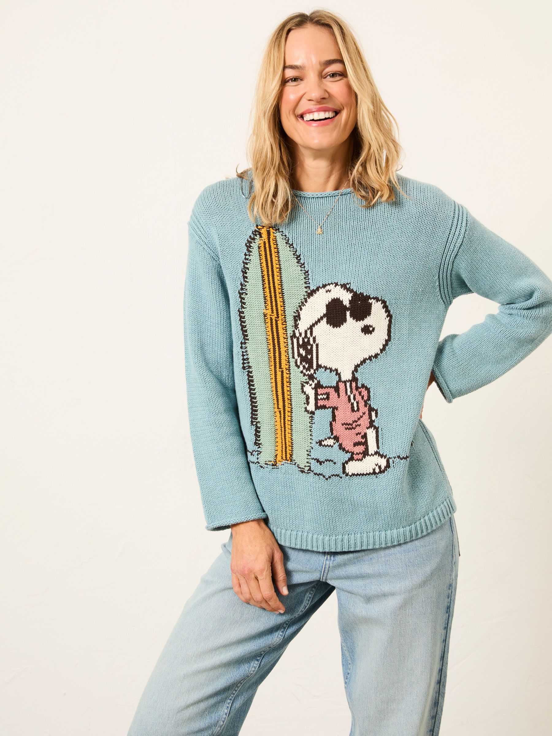 Light Blue Snoopy Knitted Jumper (W64320) | £62