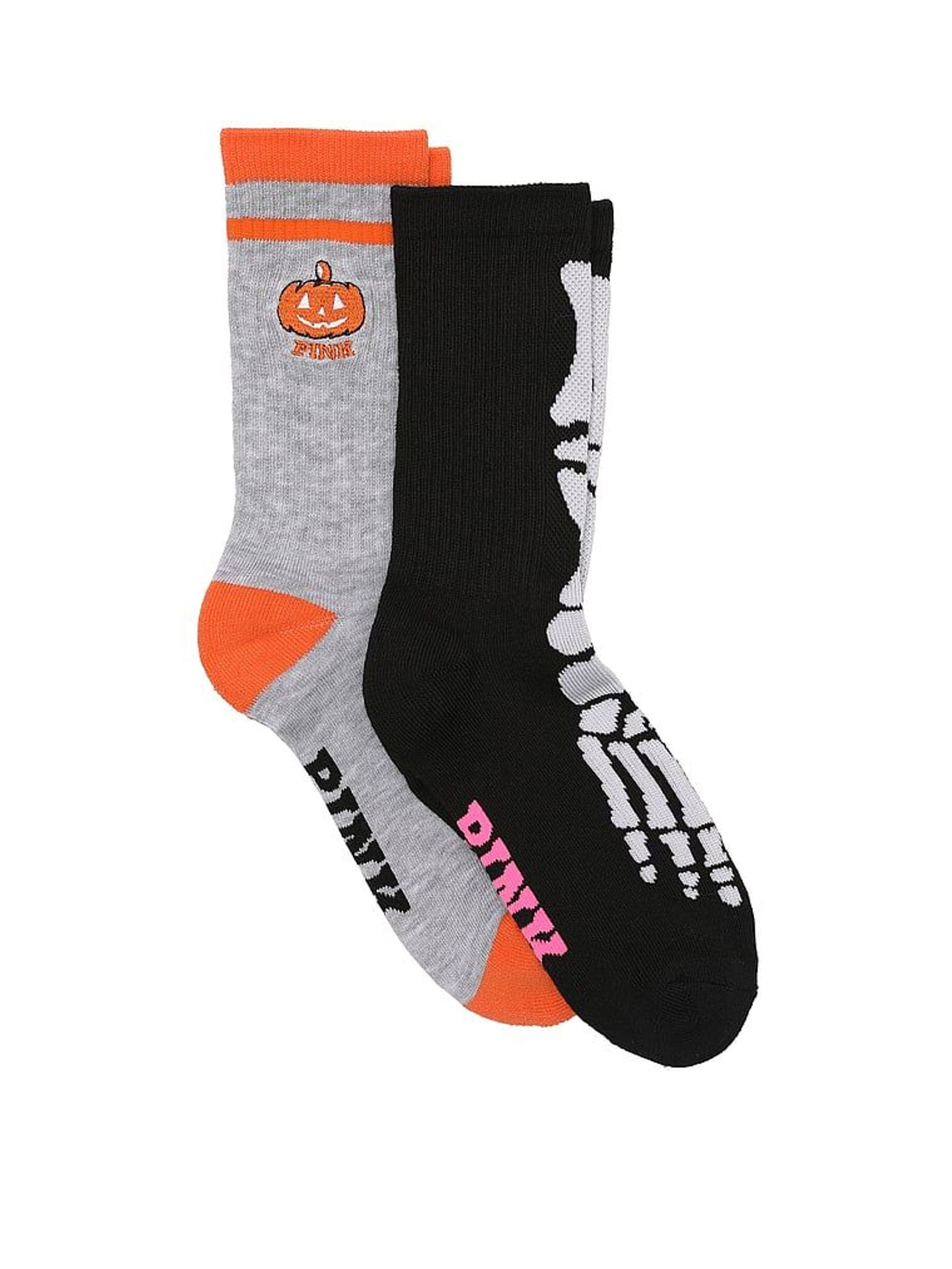 Halloween Black & Heather Grey Crew Socks 2 Pack (W64704) | £16