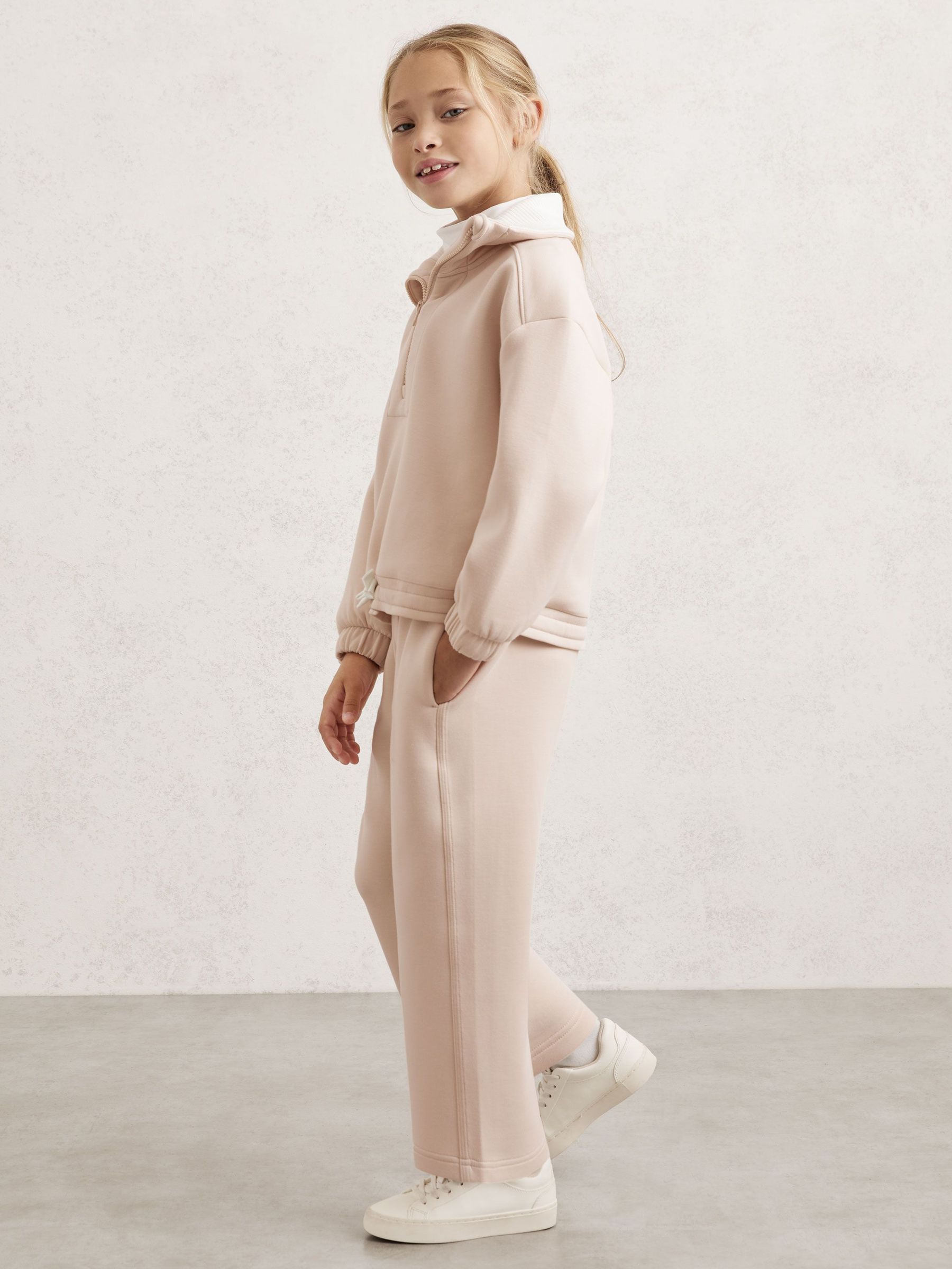 3-9 yrs Wide-Leg Interlock Drawstring Joggers in Neutral (W64902) | £35