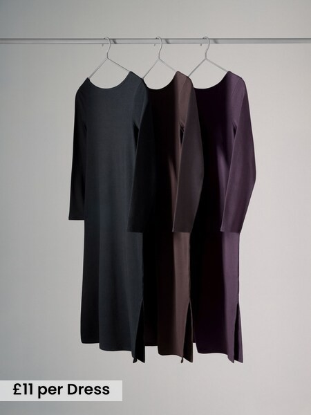 3 Pack Scoop Back Ribbed Bodycon Dress (W65404) | £33
