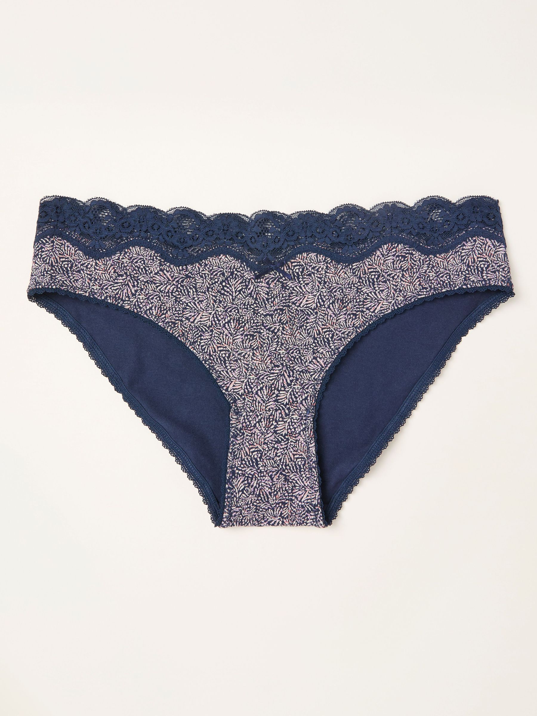 Navy Leaf High Leg Knickers (W66022) | £9