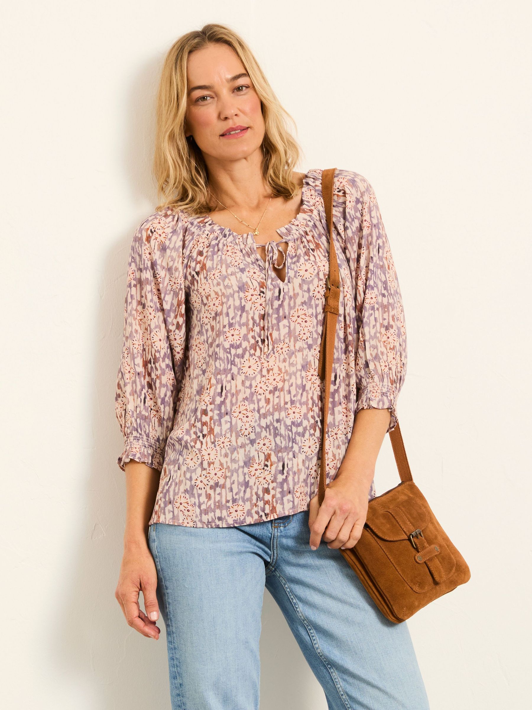Kira Purple Oriental Floral Regular Blouse (W66083) | £42