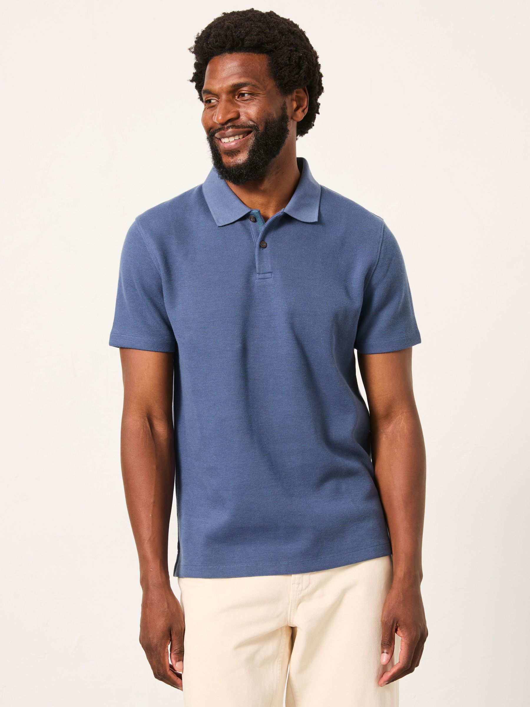 Denim Dark Blue AYR Short Sleeve Ribbed Polo (W66246) | £39.50