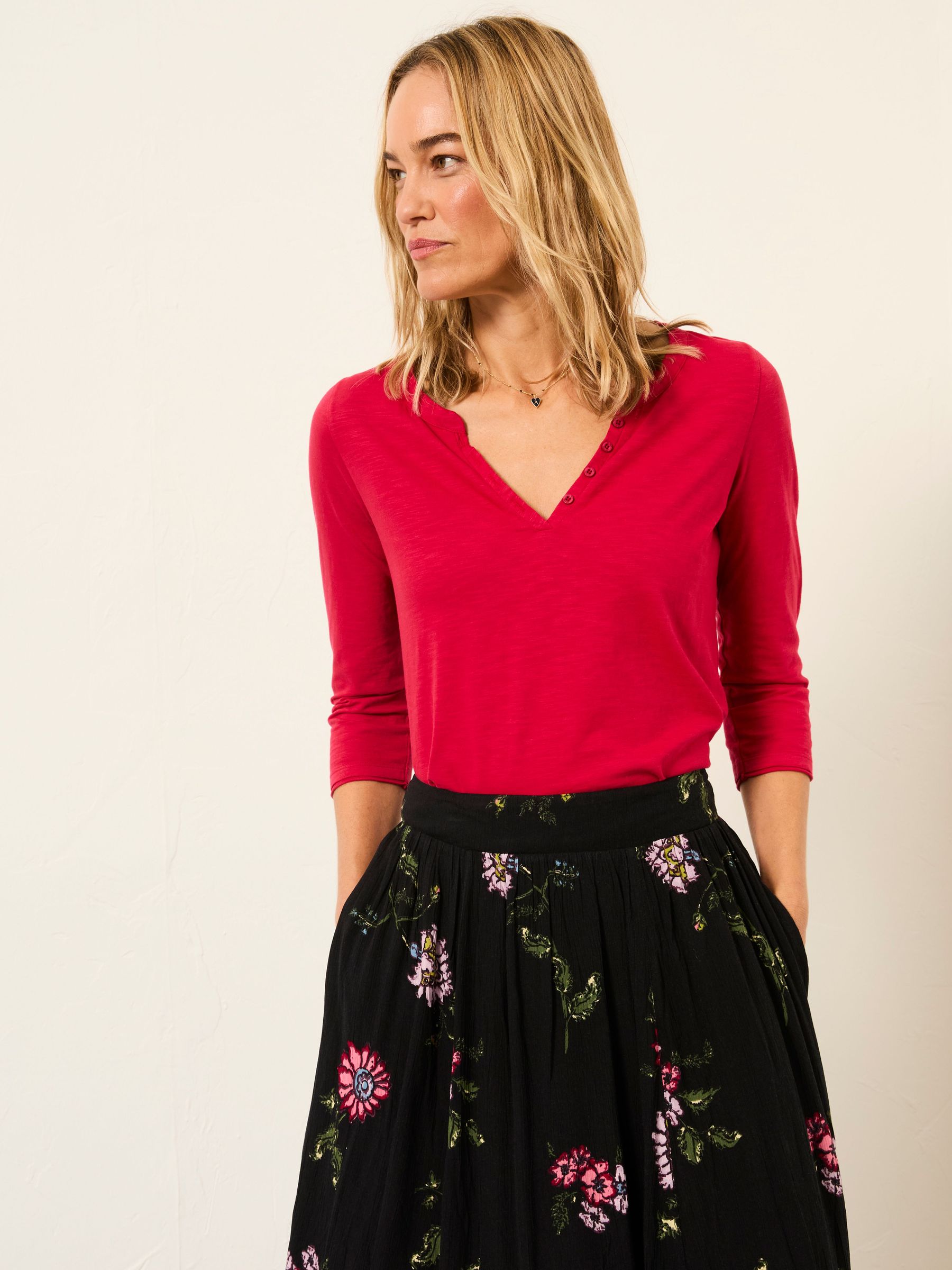 Aster Fushsia Pink 3/4 Sleeve T Shirt (W66832) | £29.50