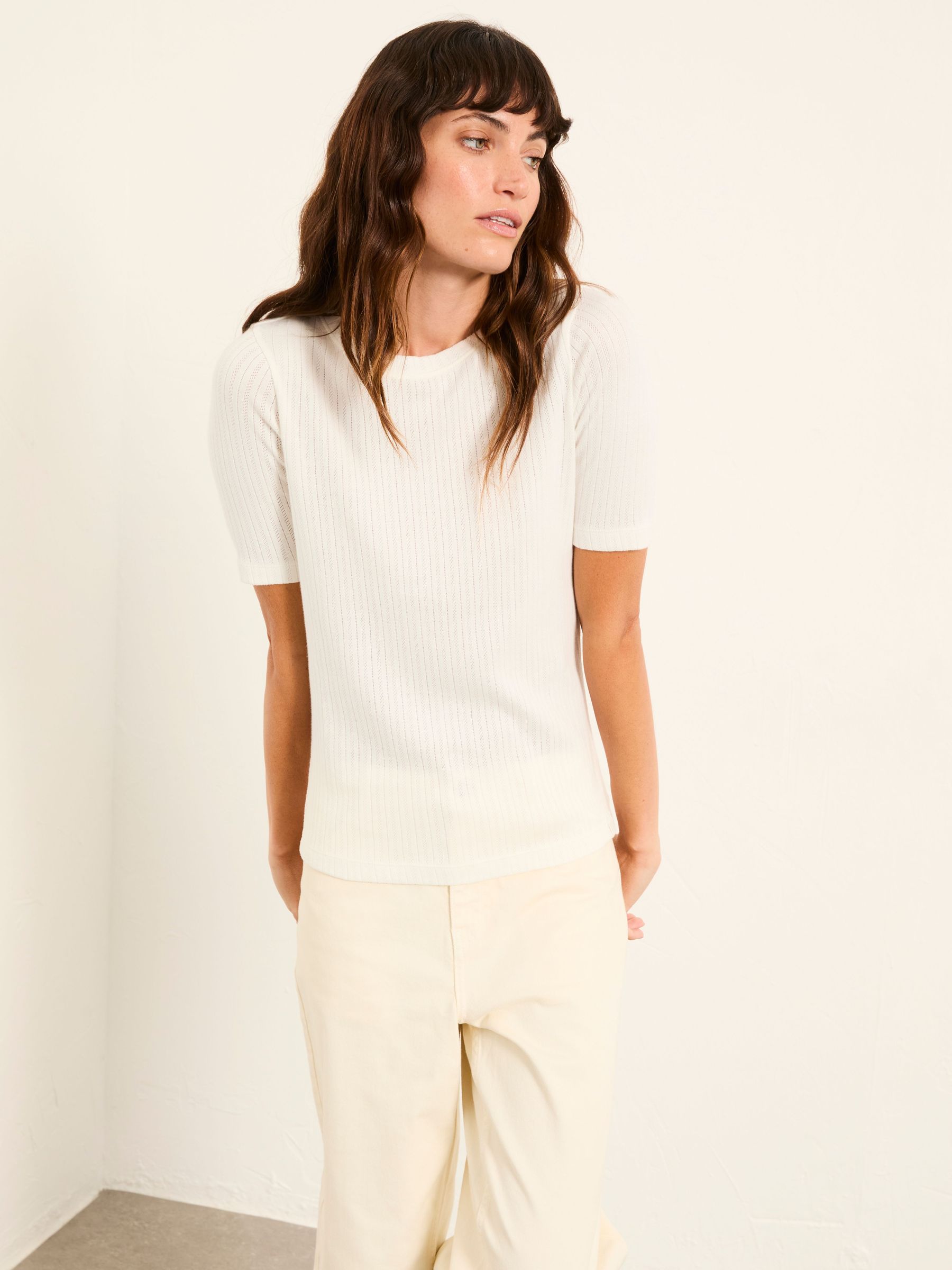 Callie Ivory Pointelle Top (W66846) | £29.50