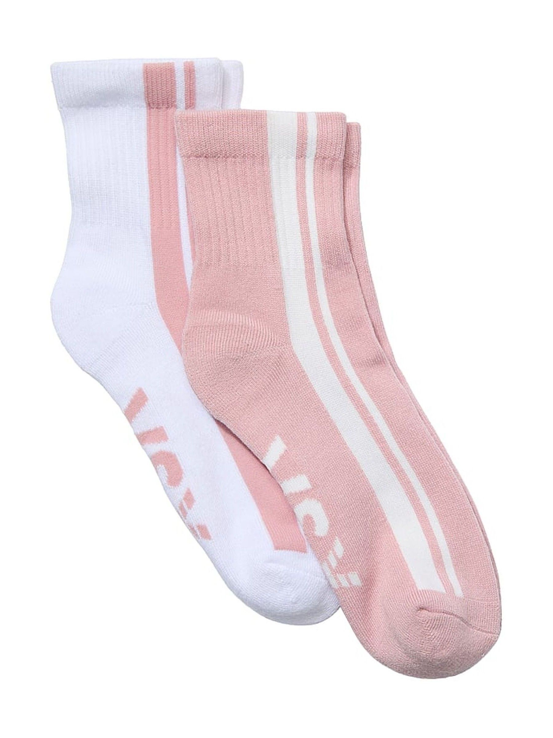 White & Bare All Pink 2 Pack Quarter Socks (W67097) | £10