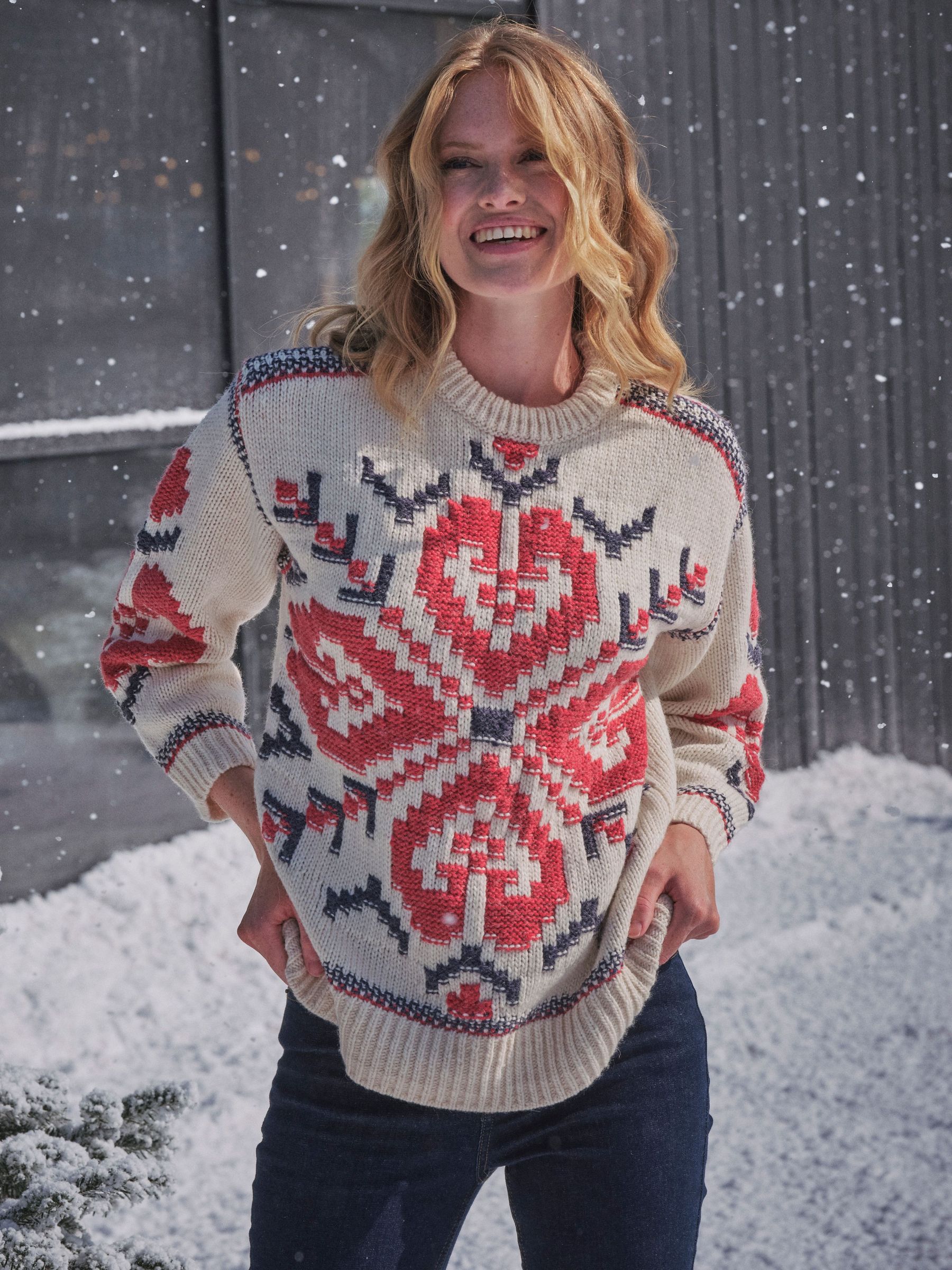 White Aspen Snowflake Knitted Jumper (W69336) | £62
