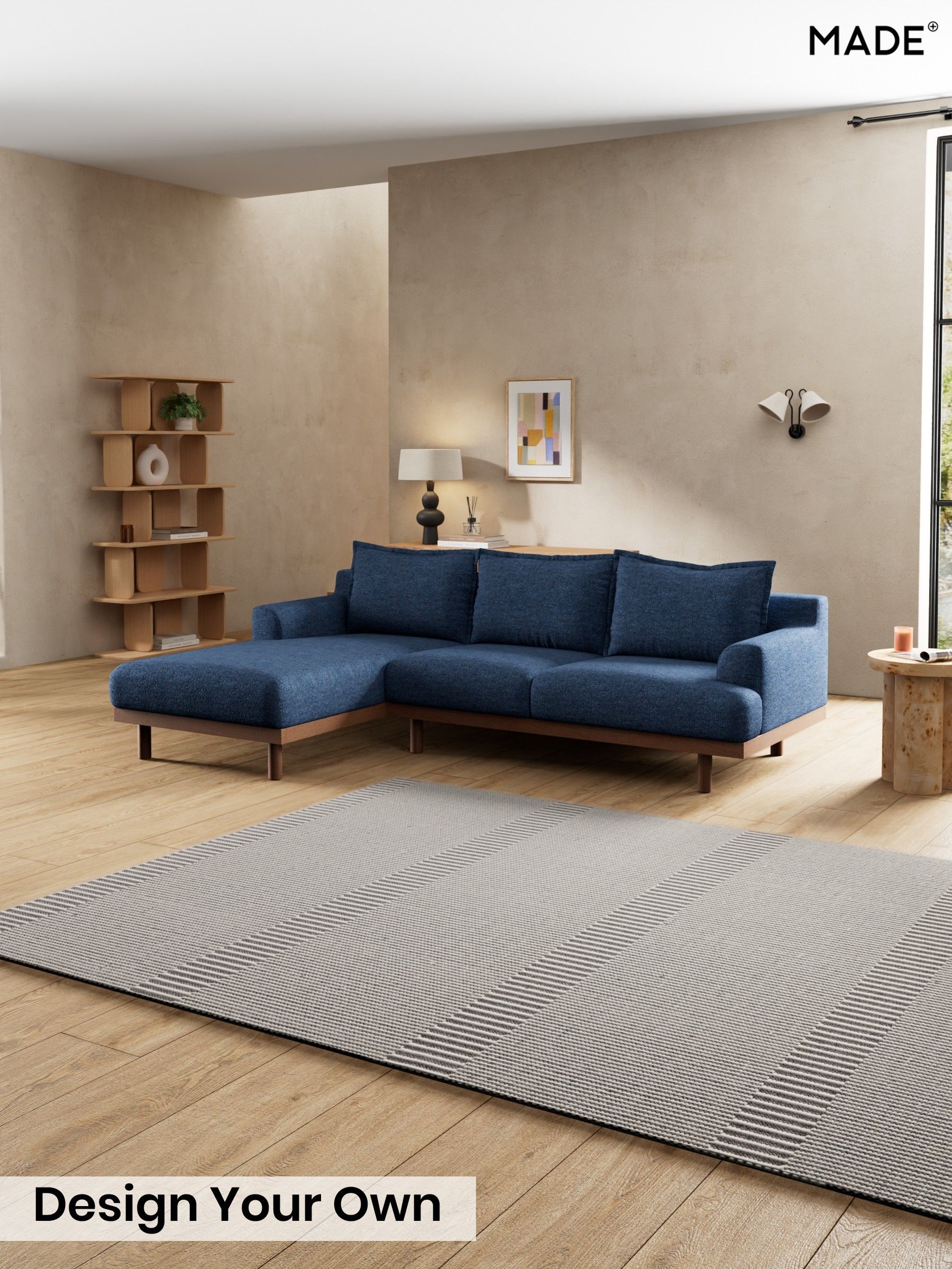 Tonal Boucle/Marl Navy Blue - Turin By Made