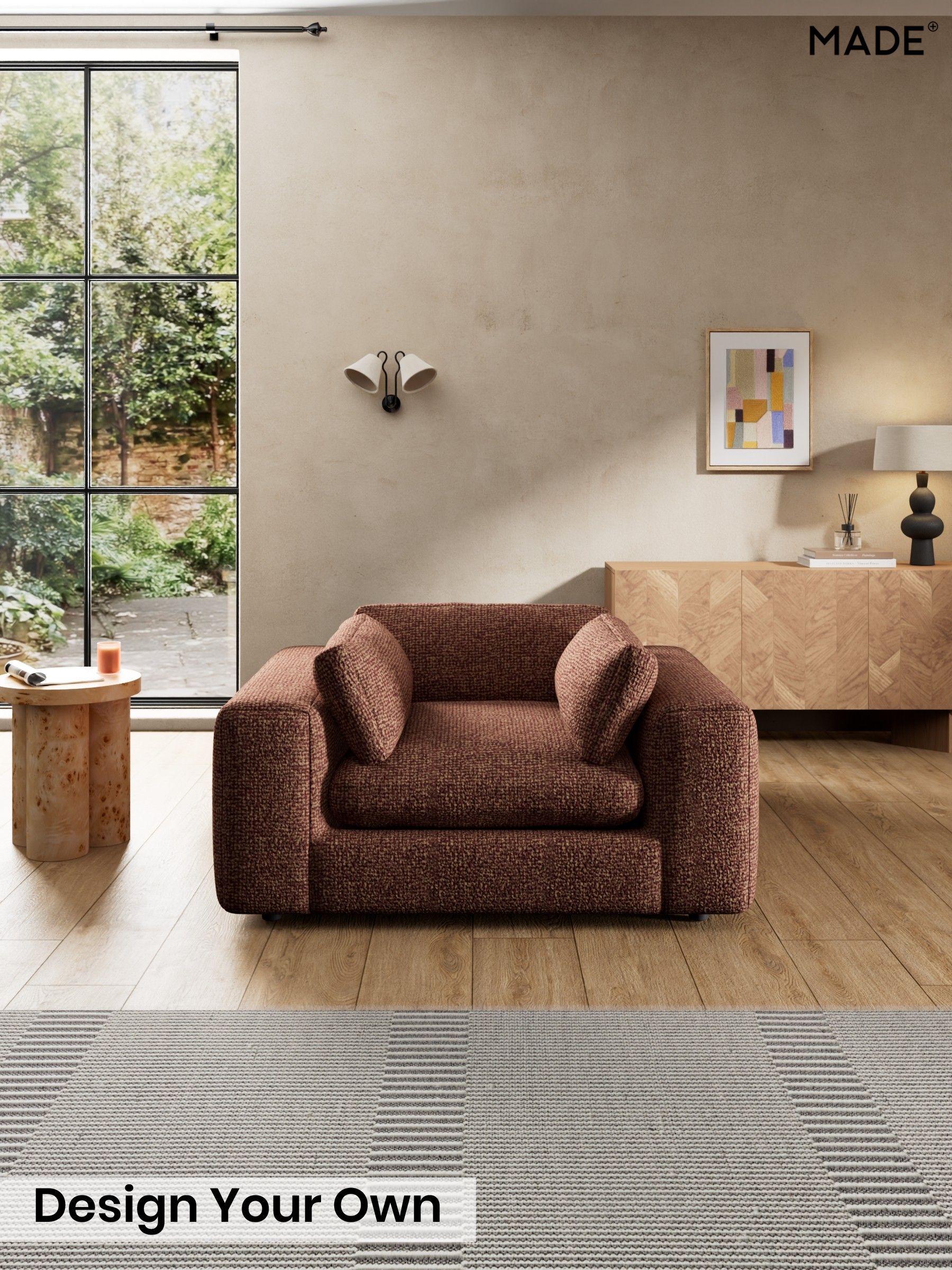 Tonal Boucle/Maroon Red and Light Caramel - Alec By Made