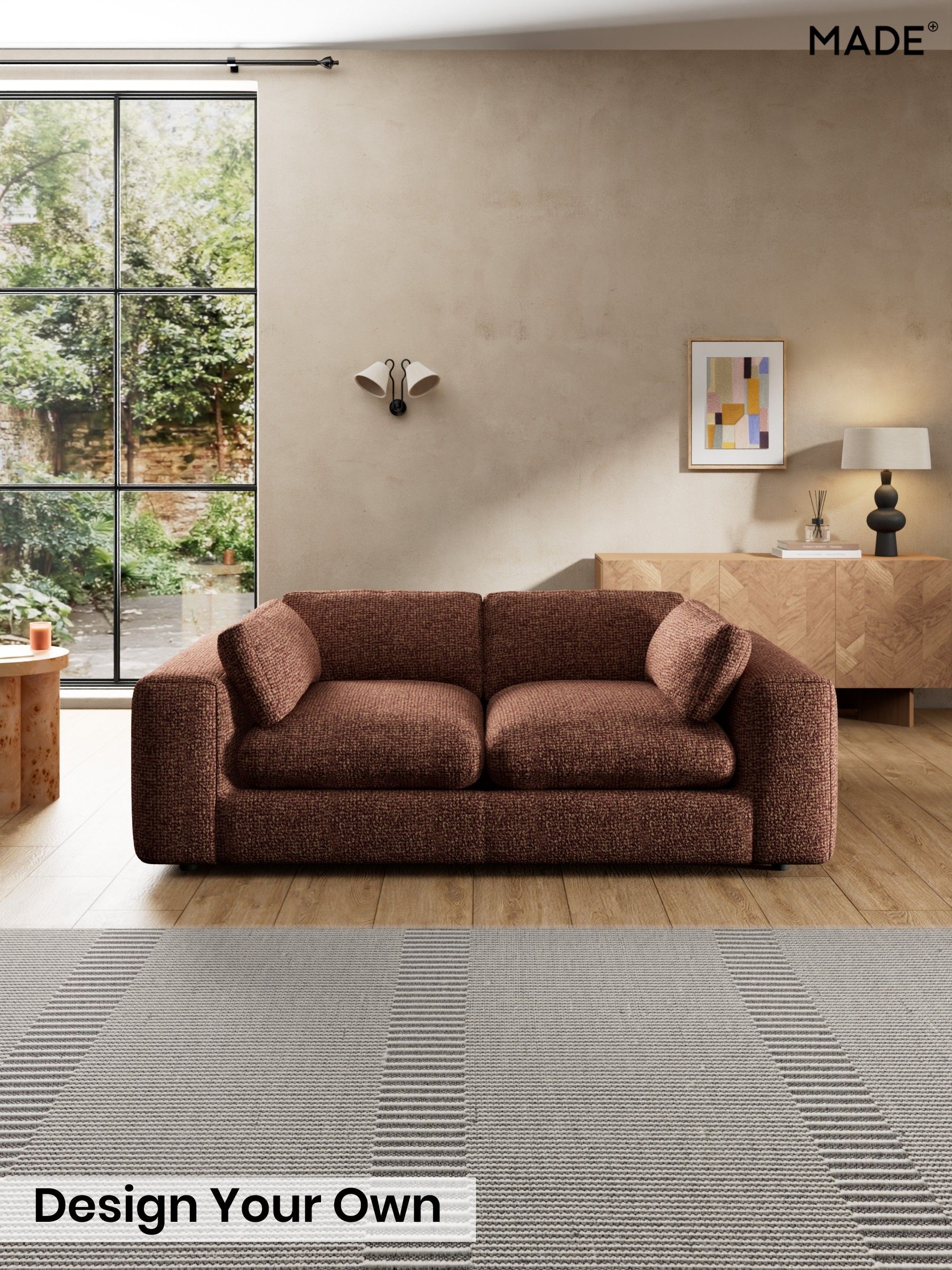Tonal Boucle/Maroon Red and Light Caramel - Alec By Made