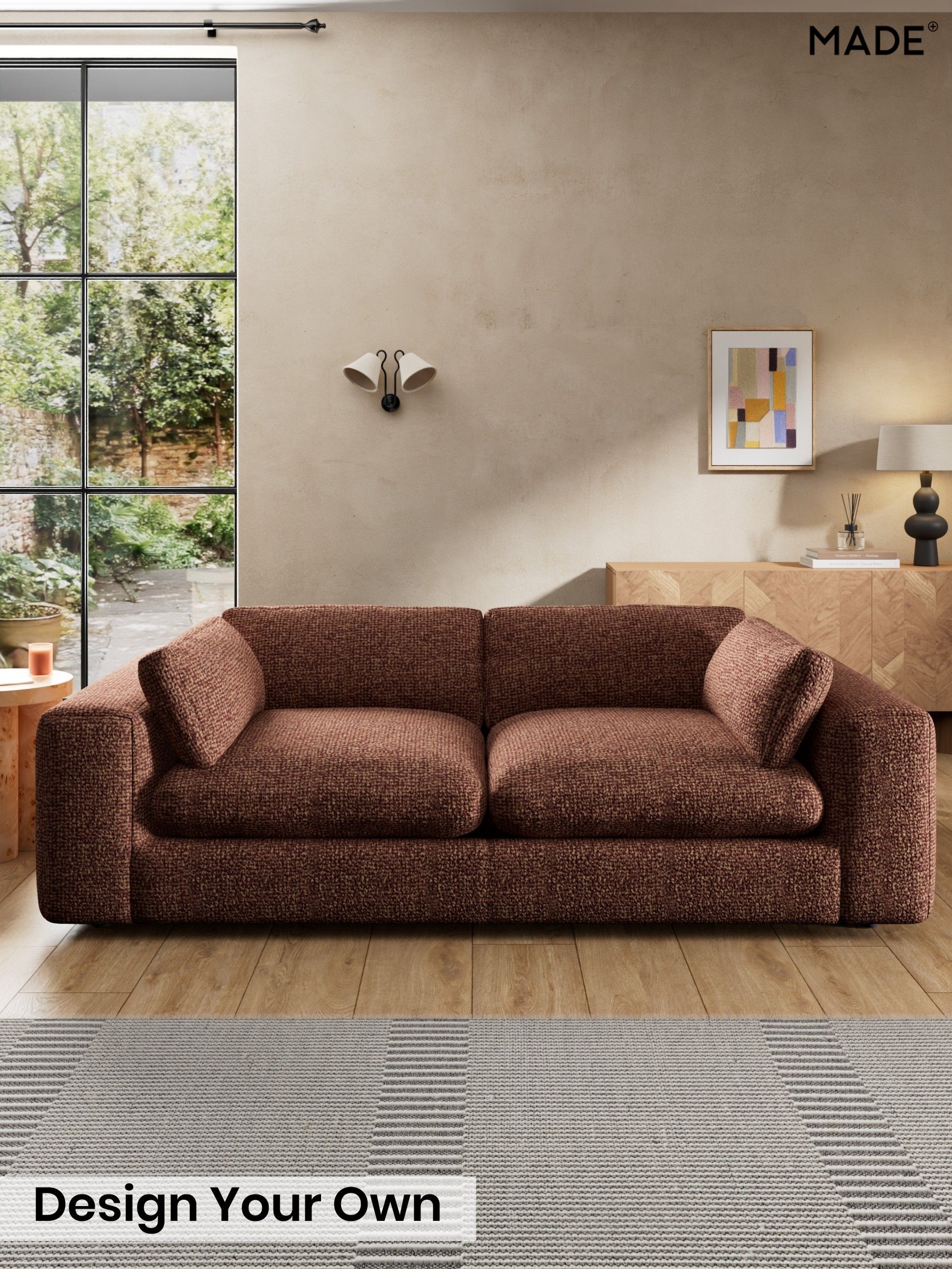 Tonal Boucle/Maroon Red and Light Caramel - Alec By Made
