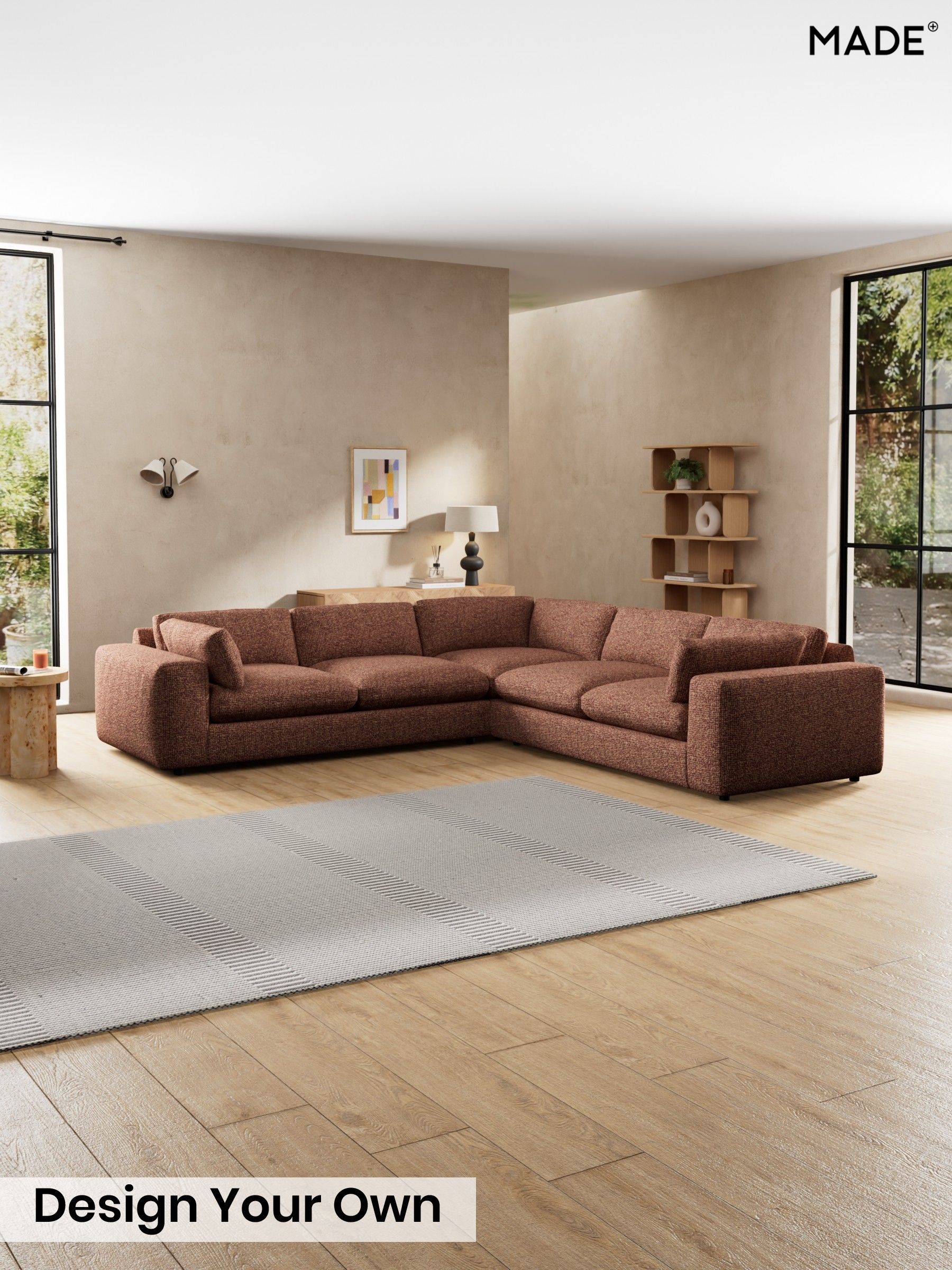 Tonal Boucle/Maroon Red and Light Caramel - Alec By Made
