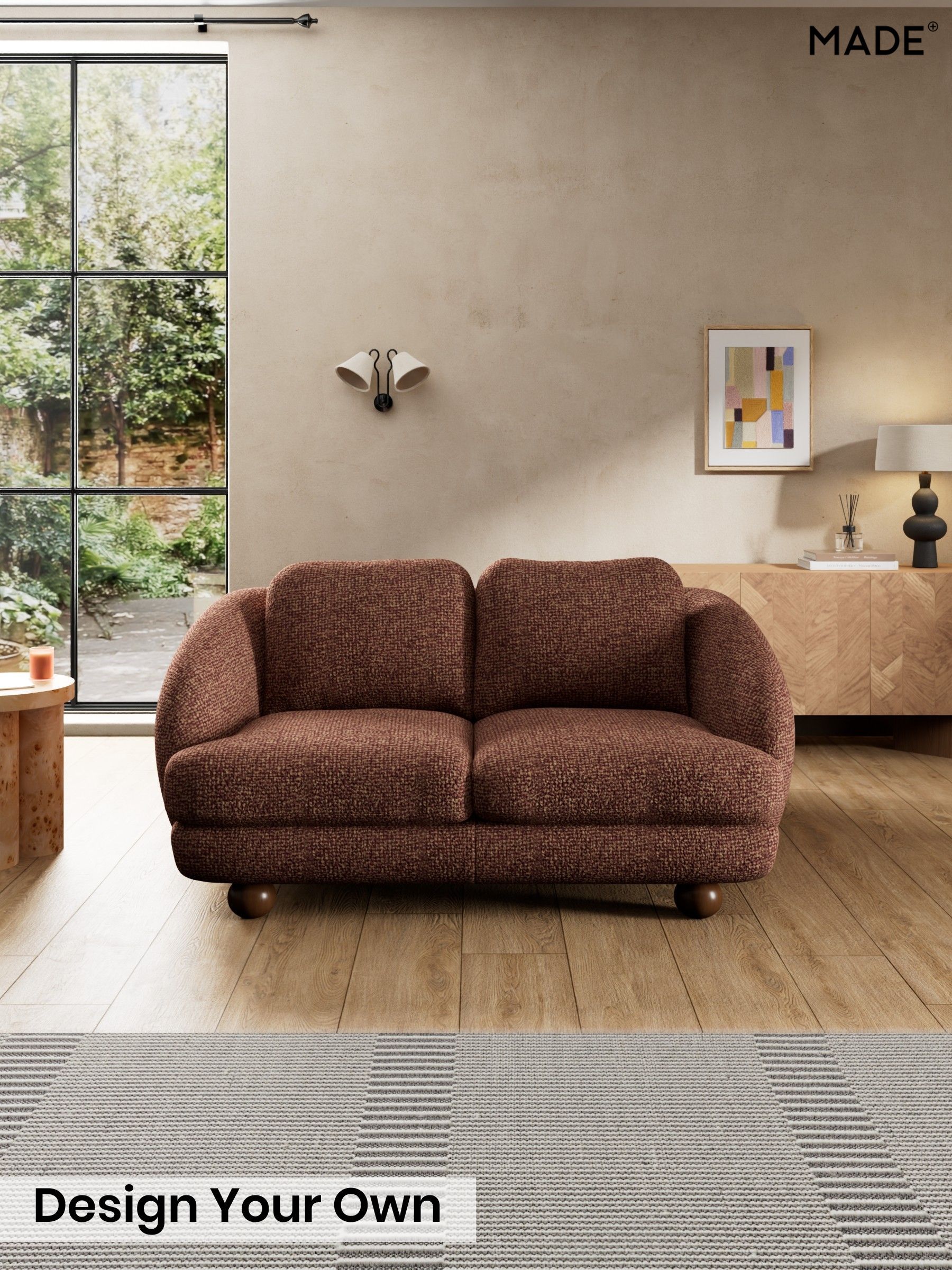 Tonal Boucle/Maroon Red and Light Caramel - Madris By Made