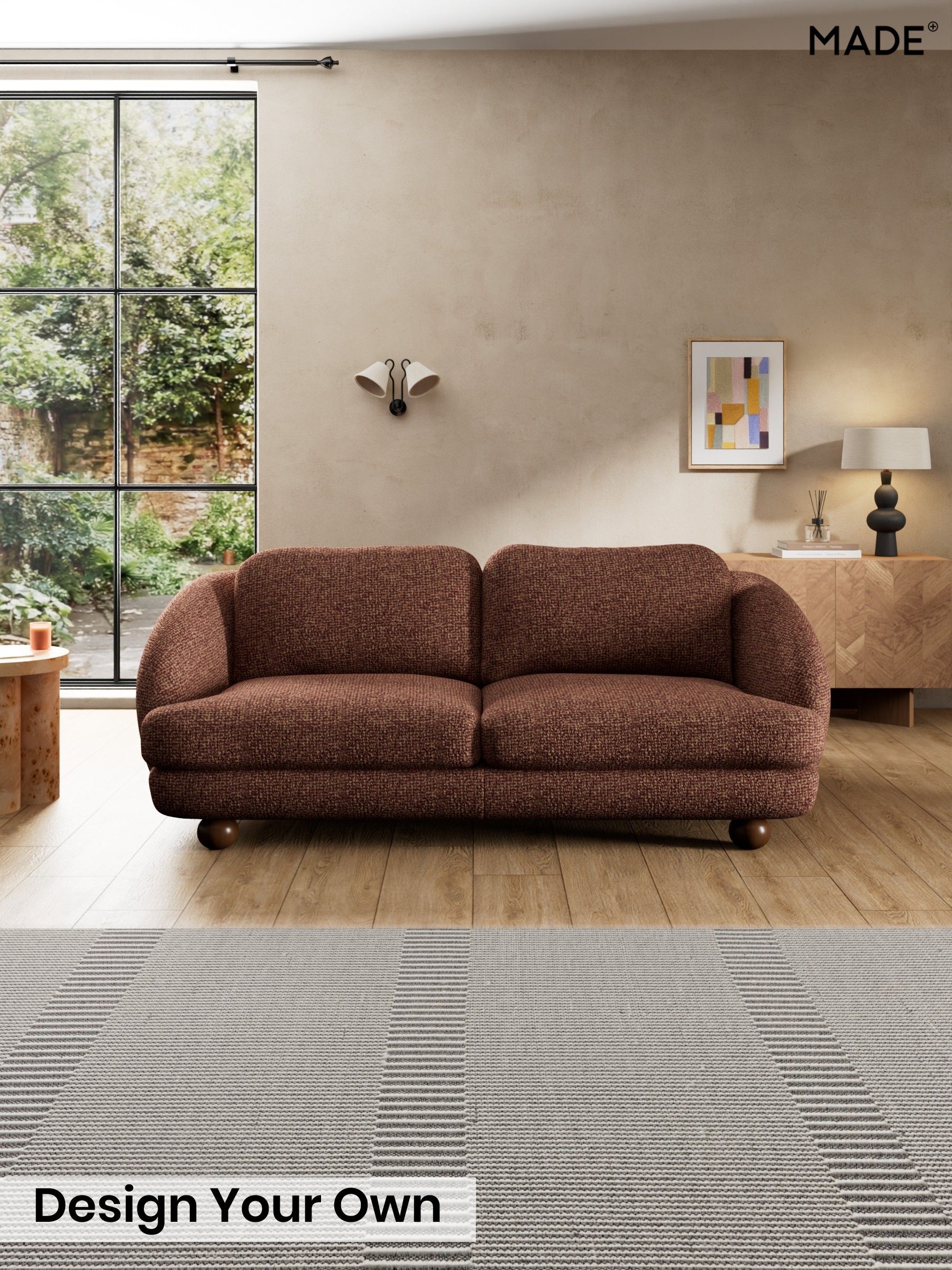 Tonal Boucle/Maroon Red and Light Caramel - Madris By Made