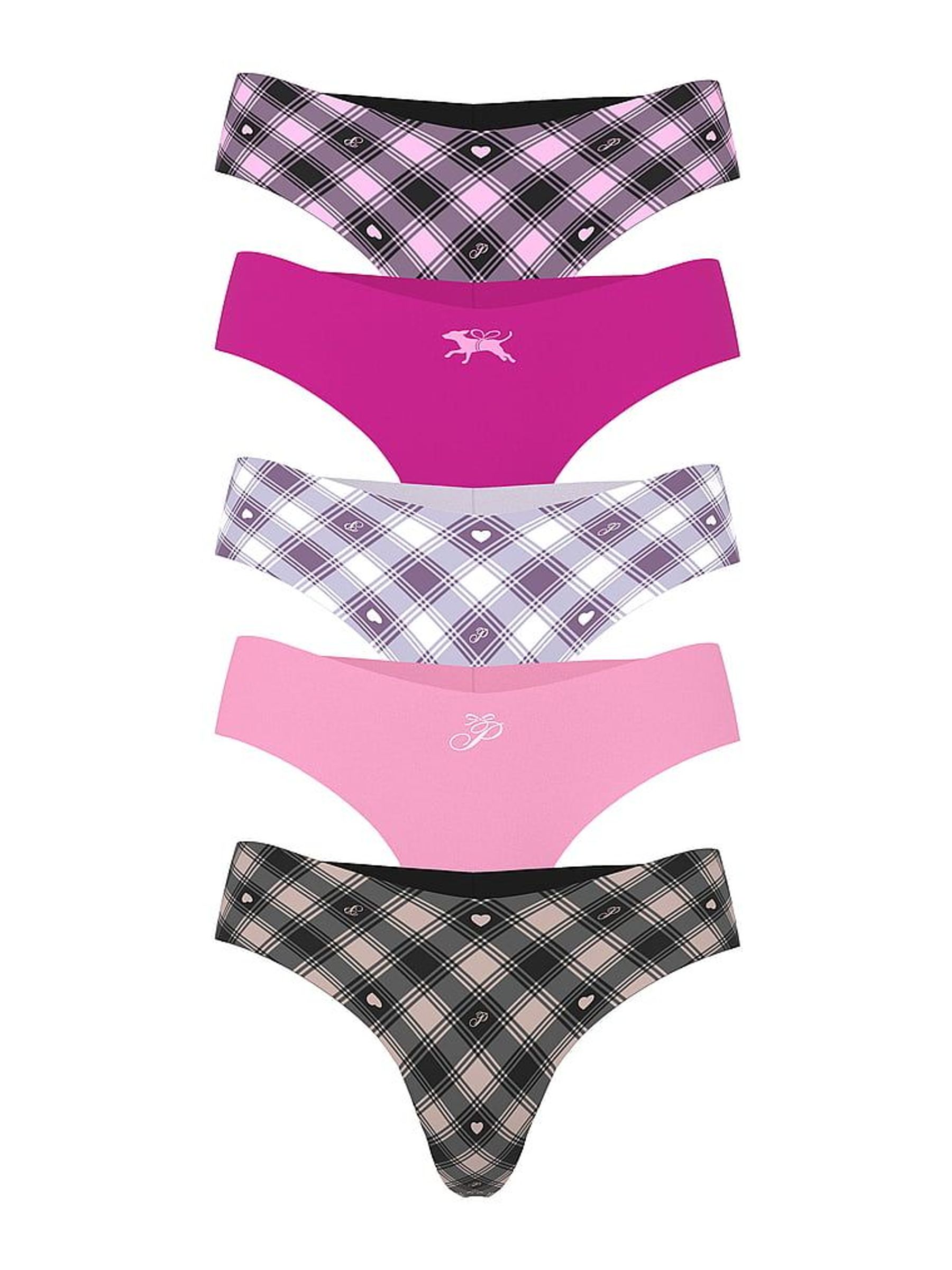 Heritage Pink Tartan Thong Knickers 5 Pack (W71463) | £30