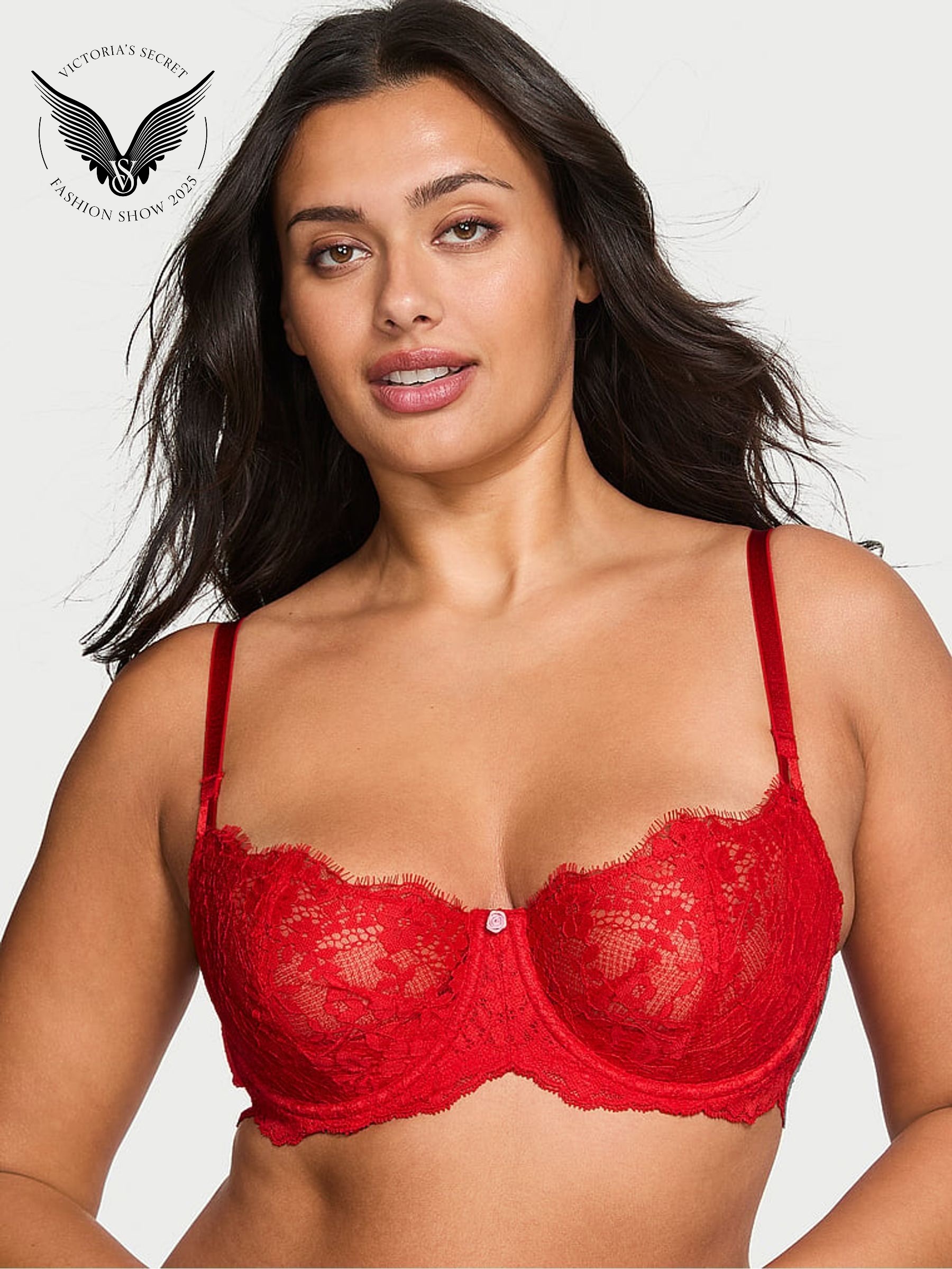 Bright Vermillion Red Unlined Balcony Lace Bra (W71465) | £46
