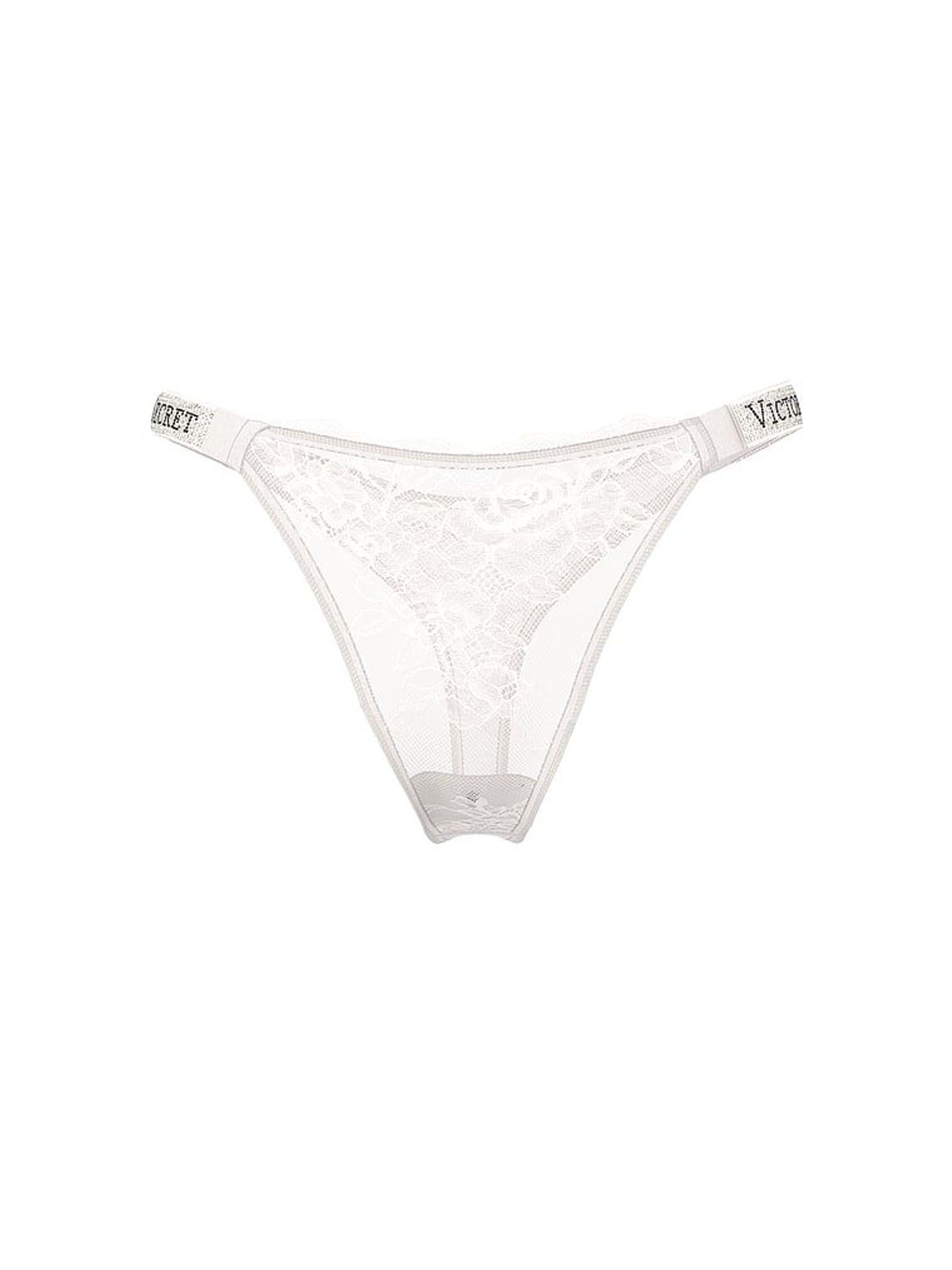 Coconut White Thong Shine Strap Lace Knickers (W71554) | £20
