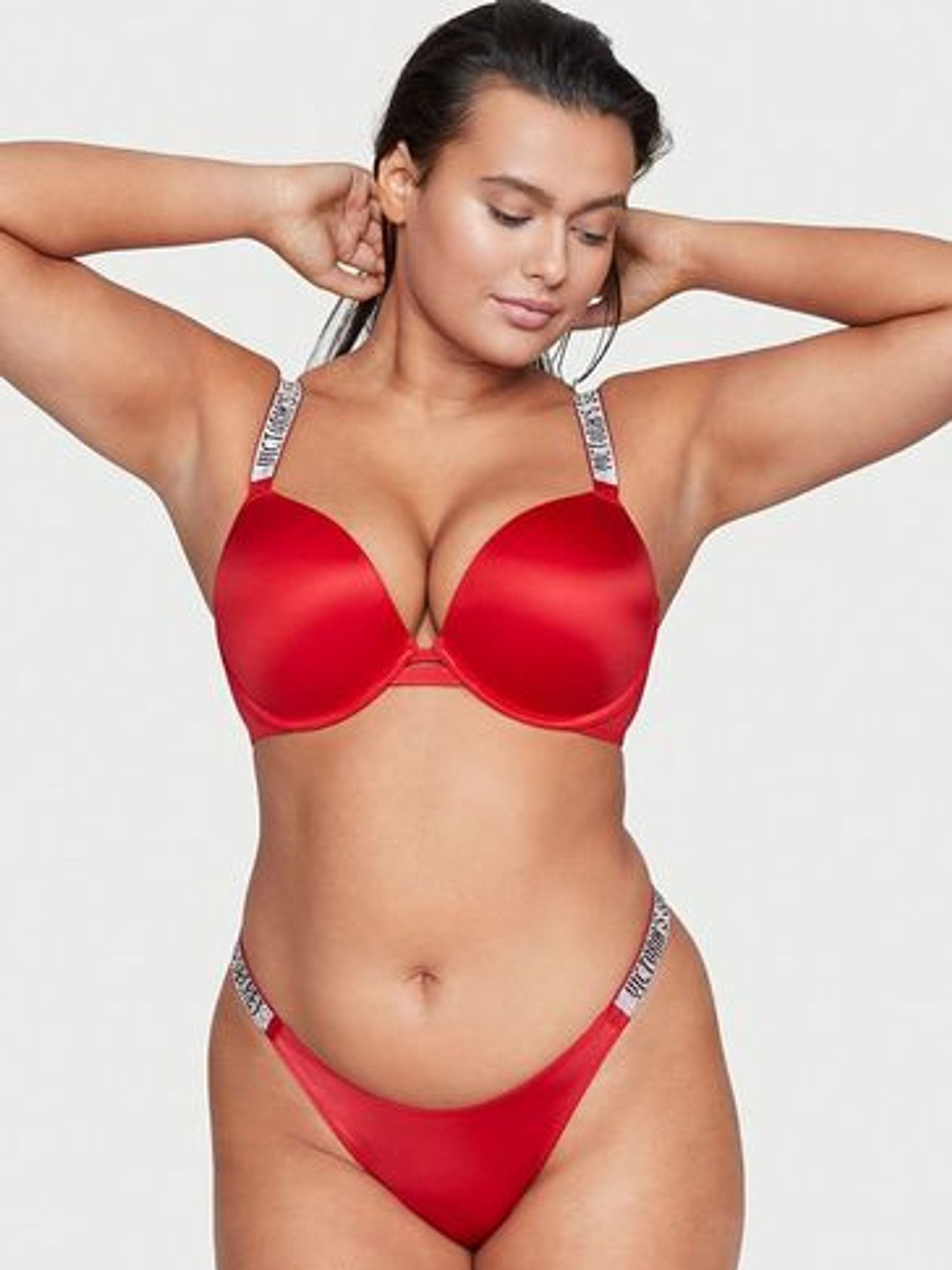 Lipstick Red Push Up Shine Strap Bra (W71566) | £59