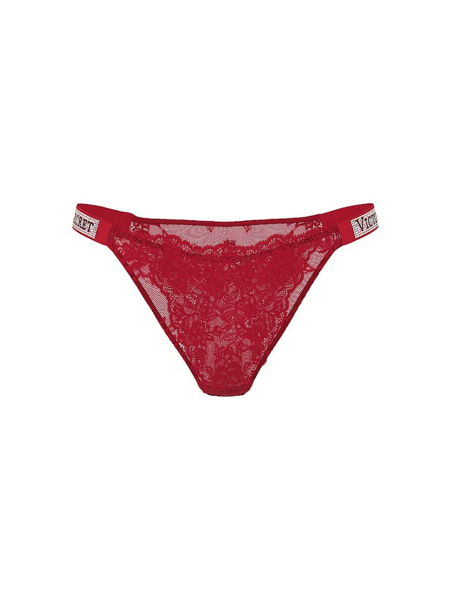 Red Lacquer Brazilian Shine Strap Lace Knickers (W71591) | £20