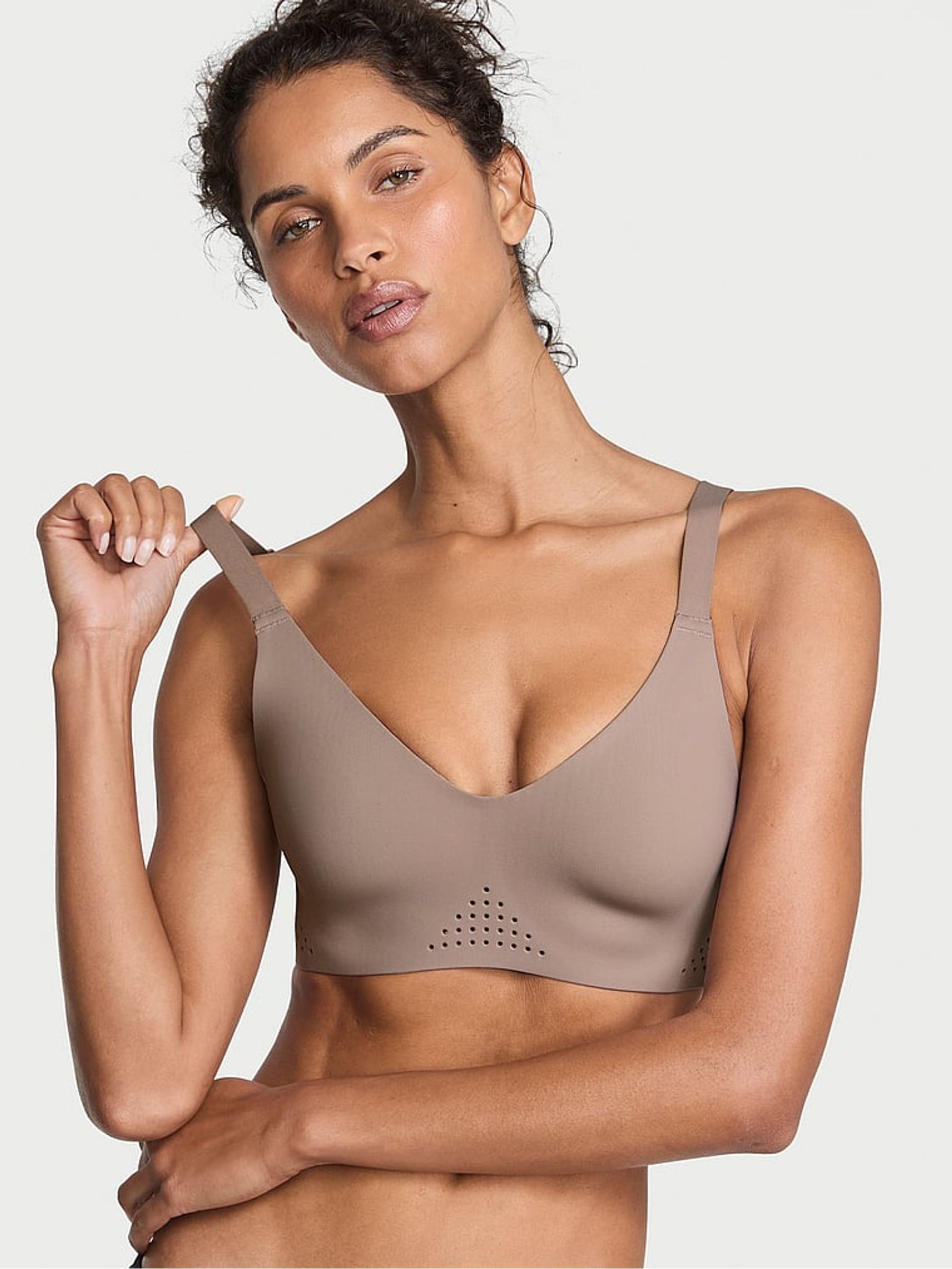 Candlelight Rose Pink Featherweight™ Medium V-Neck Sports Bra (W71624) | £46
