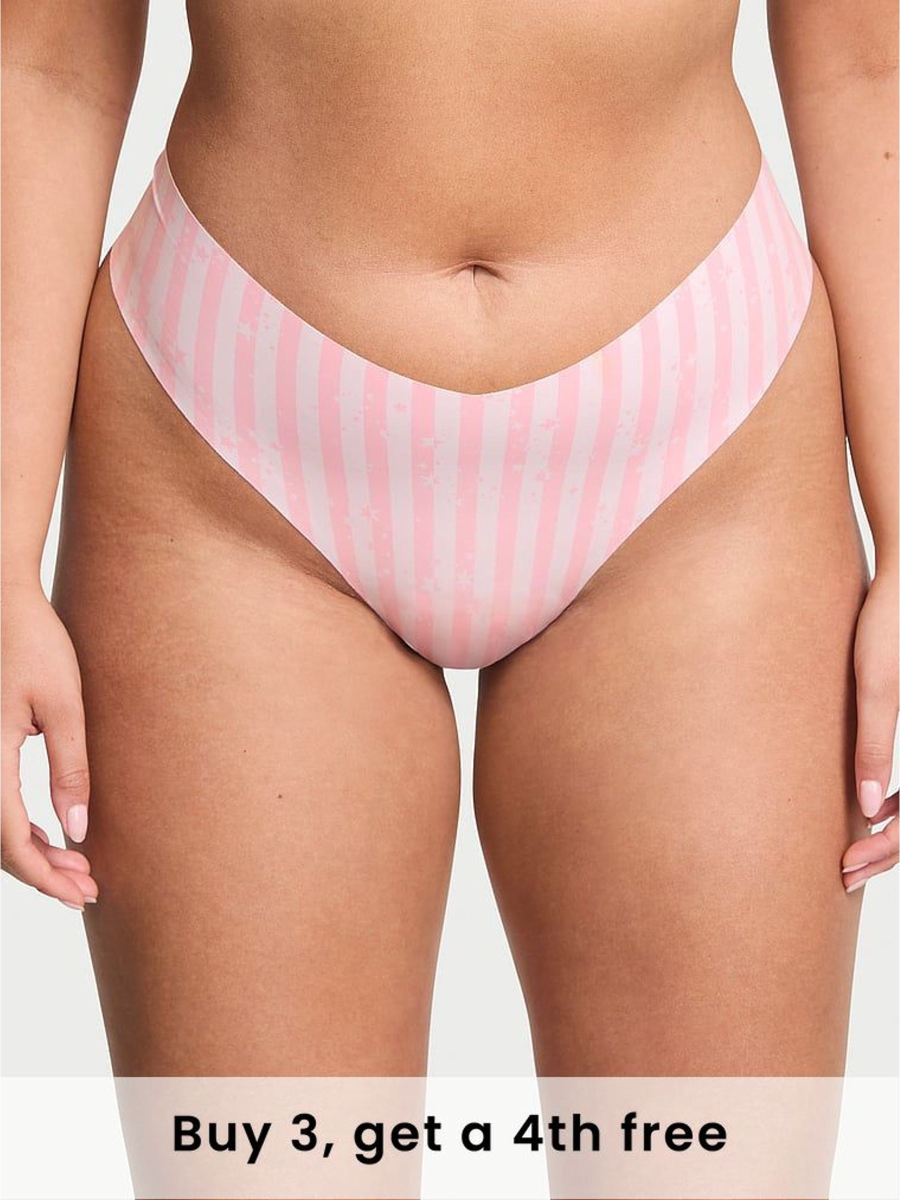 Pink Star Stripes Thong Print Knickers (W71632) | £9