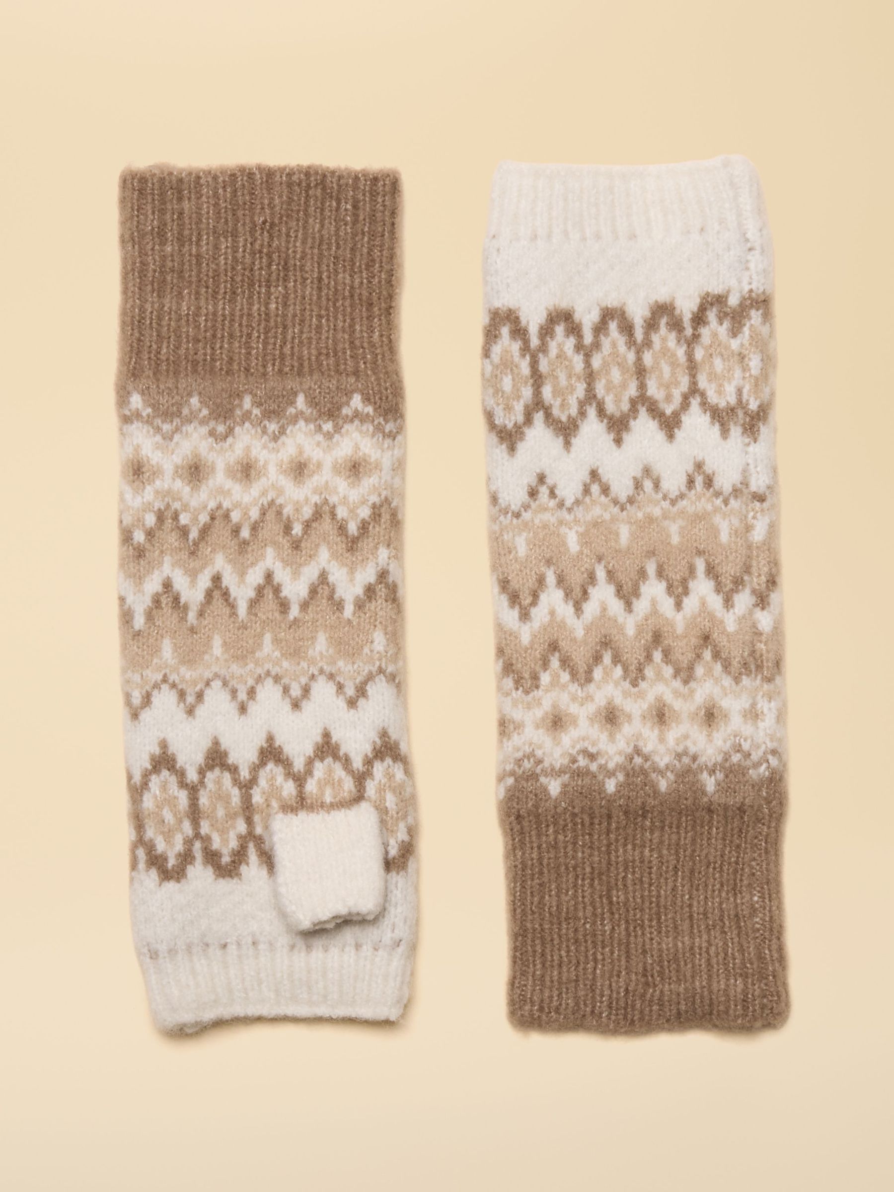 Kara Neutral Fingerless Fair Isle Glove (W71658) | £16.95