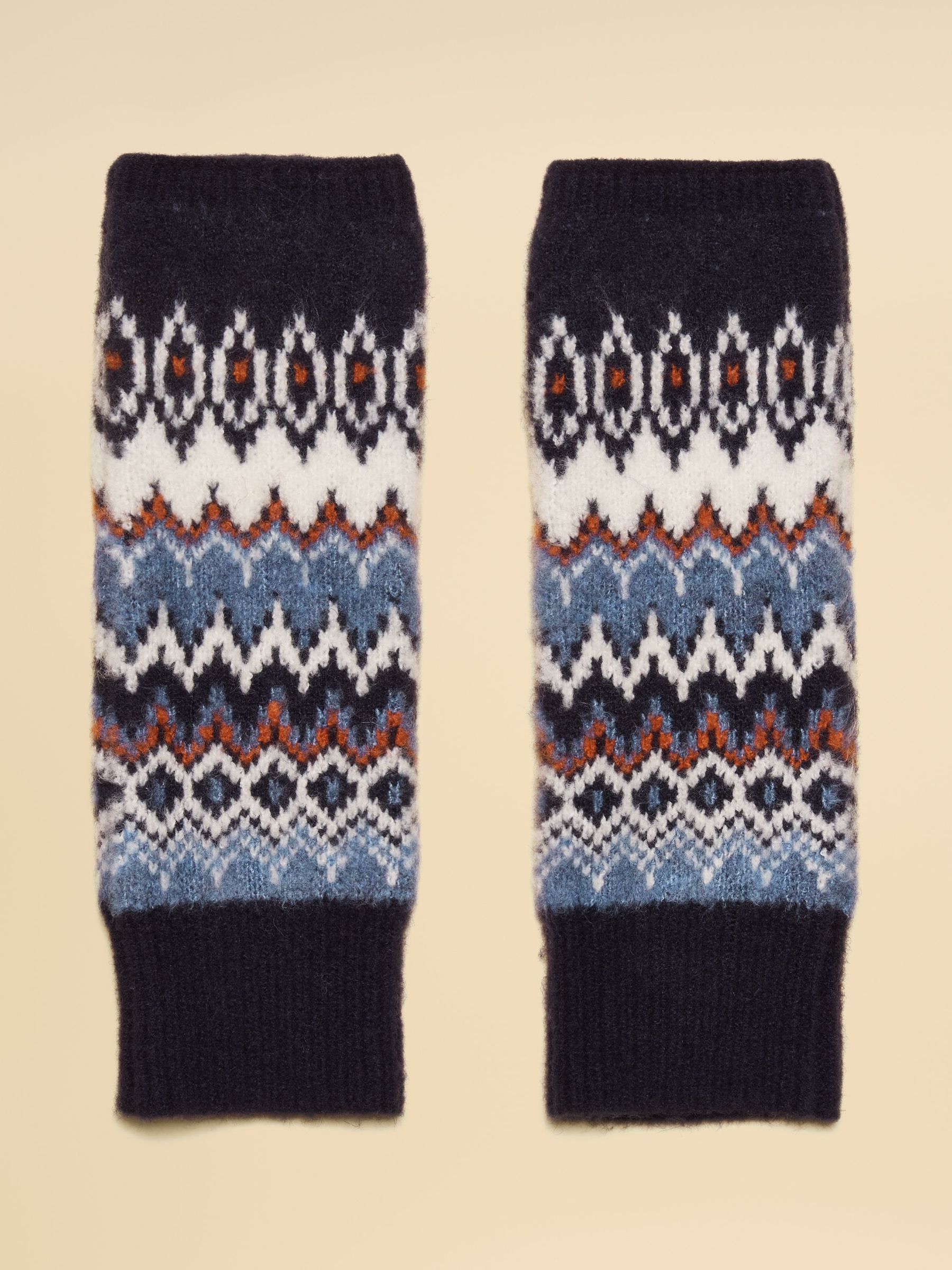 Kara Navy Fingerless Fair Isle Glove (W71664) | £16.95