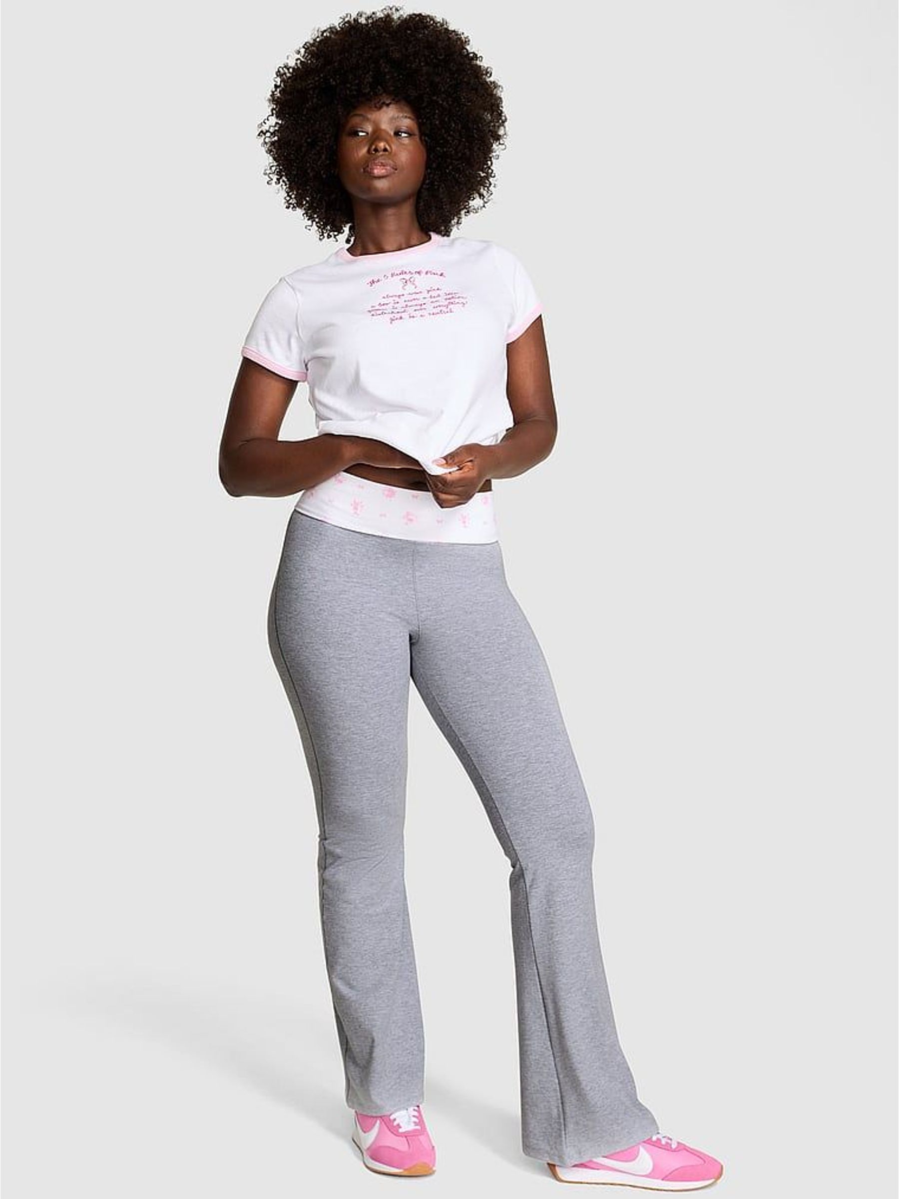 Medium Heather Grey Cotton Foldover Leggings (W71677) | £60