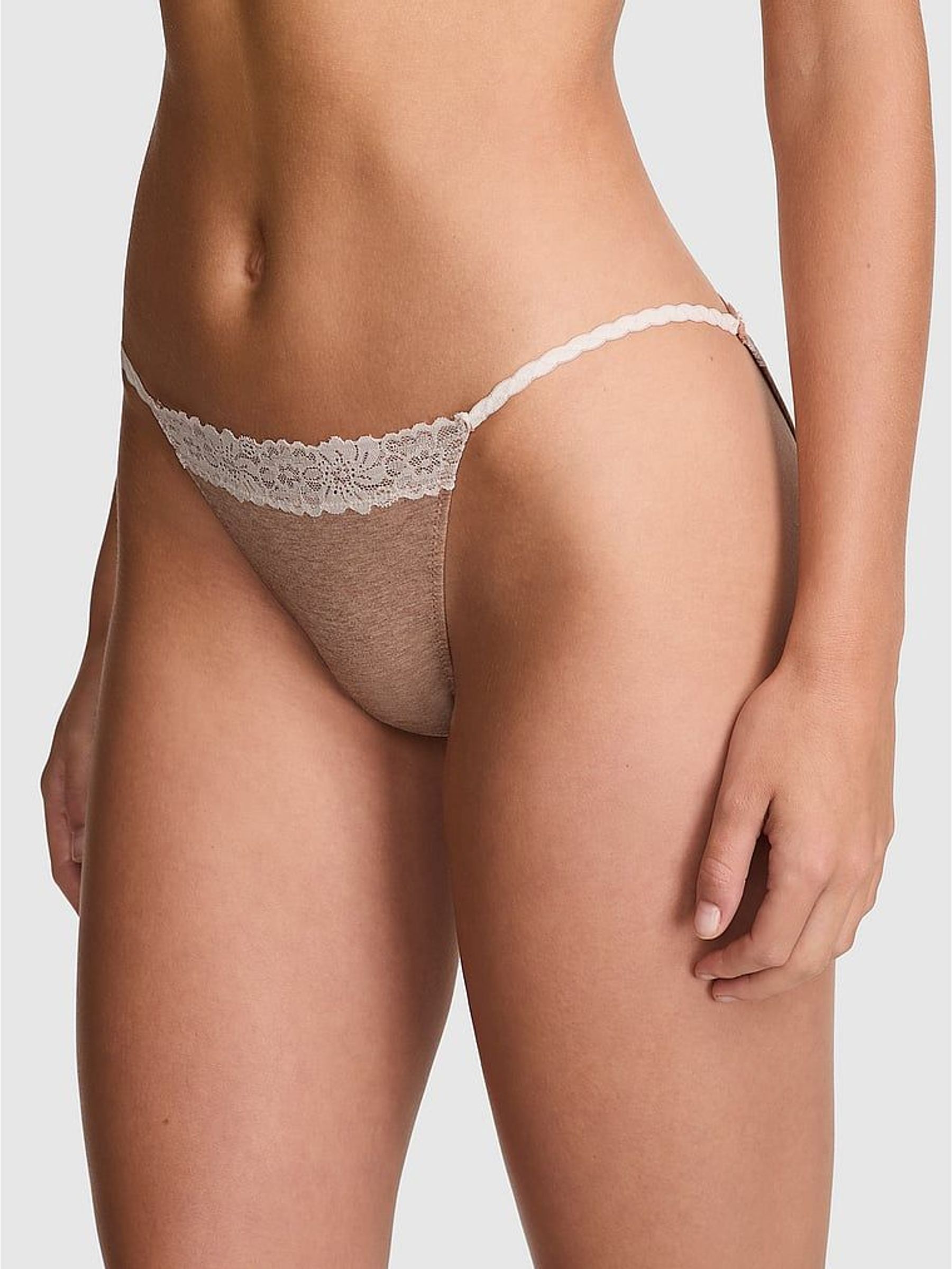Praline Nude Bikini Cotton Heather Lace Trim Knickers (W71684) | £9