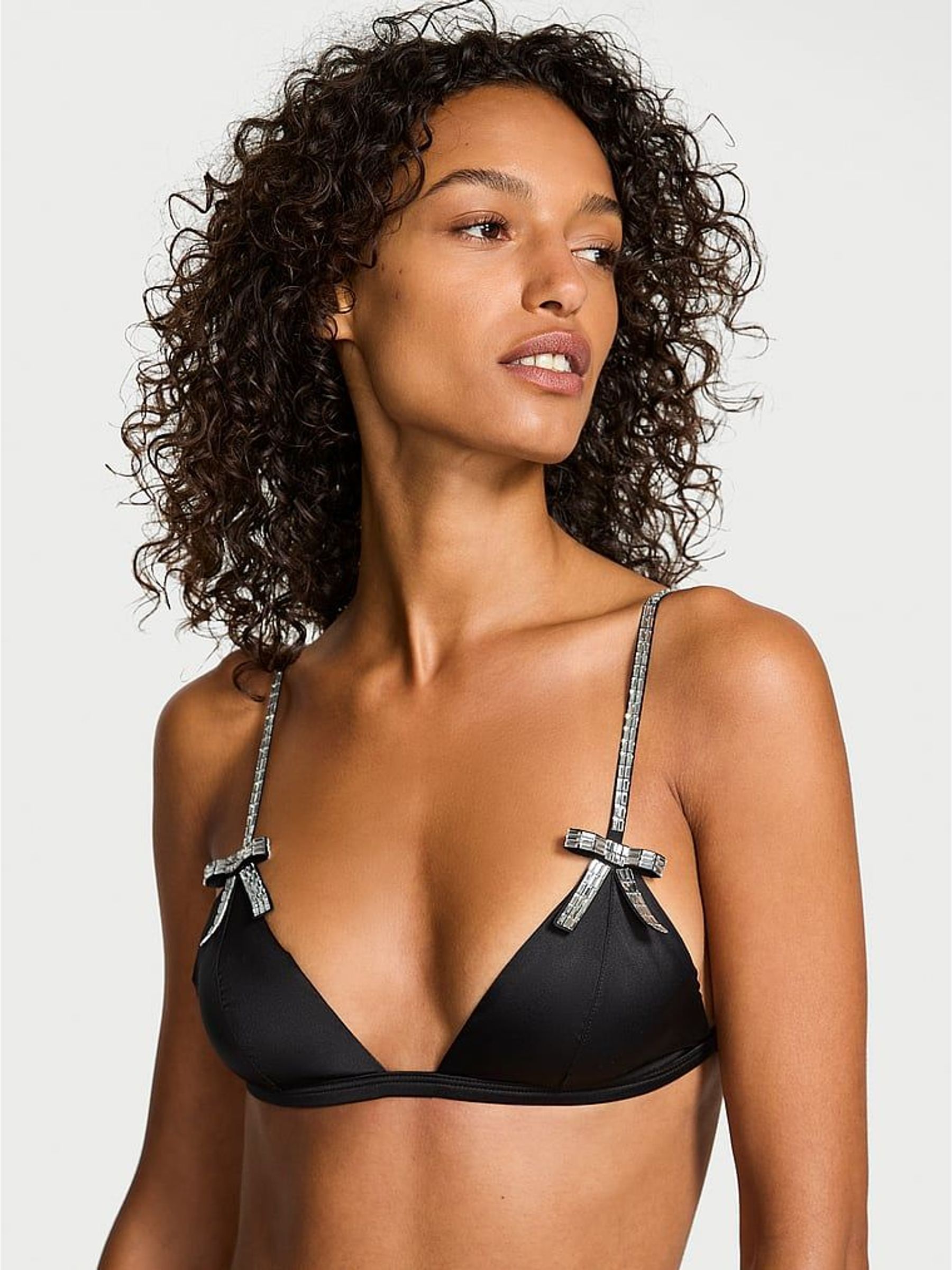 Black Crystal Bow Triangle Bralette (W71744) | £45