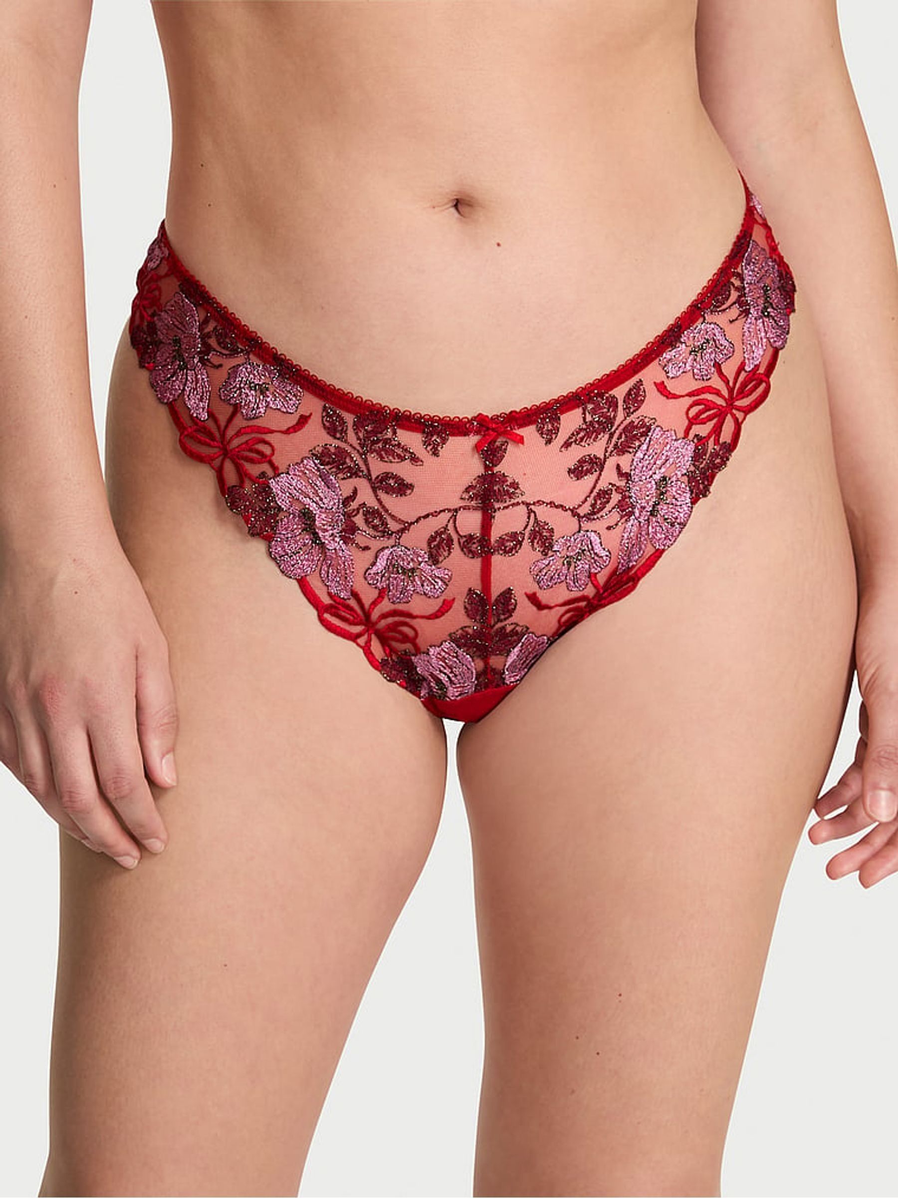 Red Brazilian Beautiful Bows Embroidery Knickers (W71745) | £25