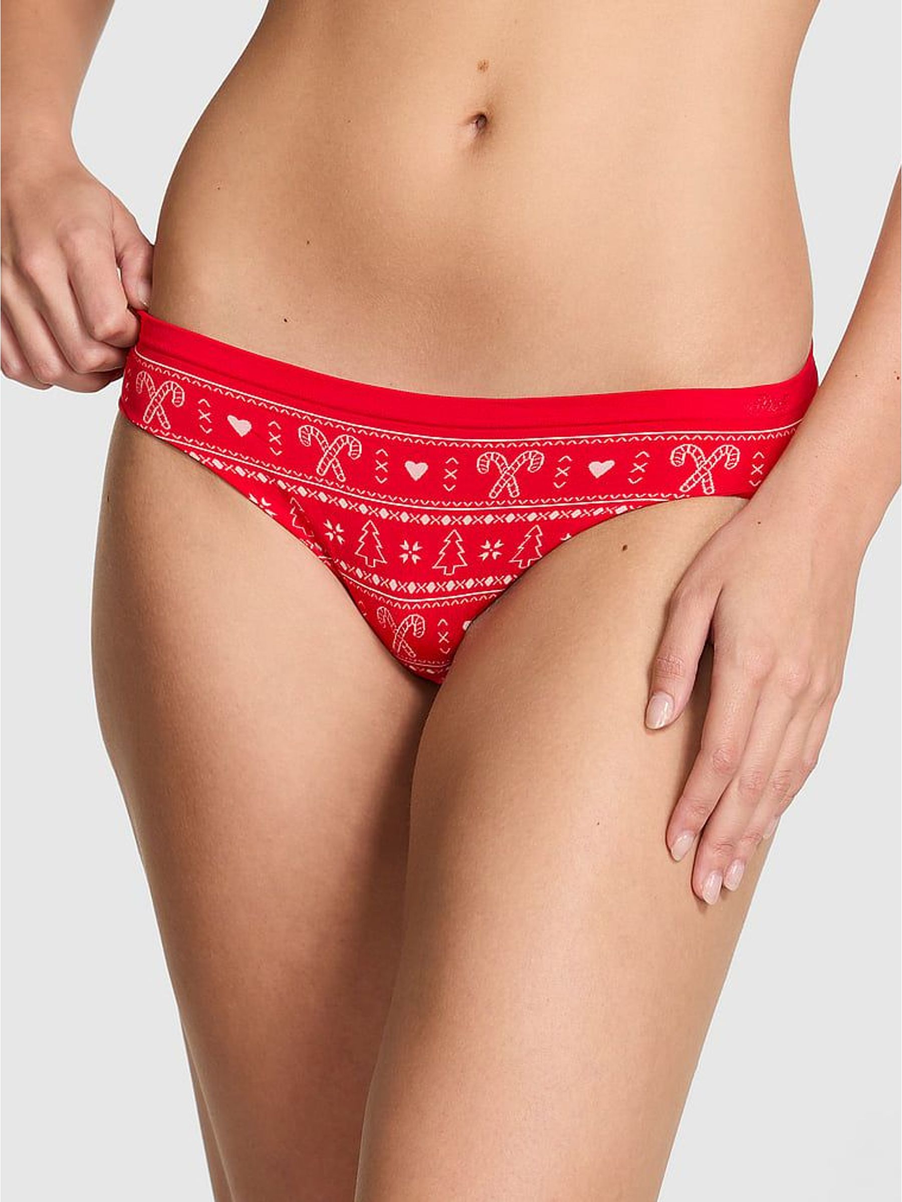 Bright Vermillion Red Fairisle Print Bikini Seamless Knickers (W71746) | £10