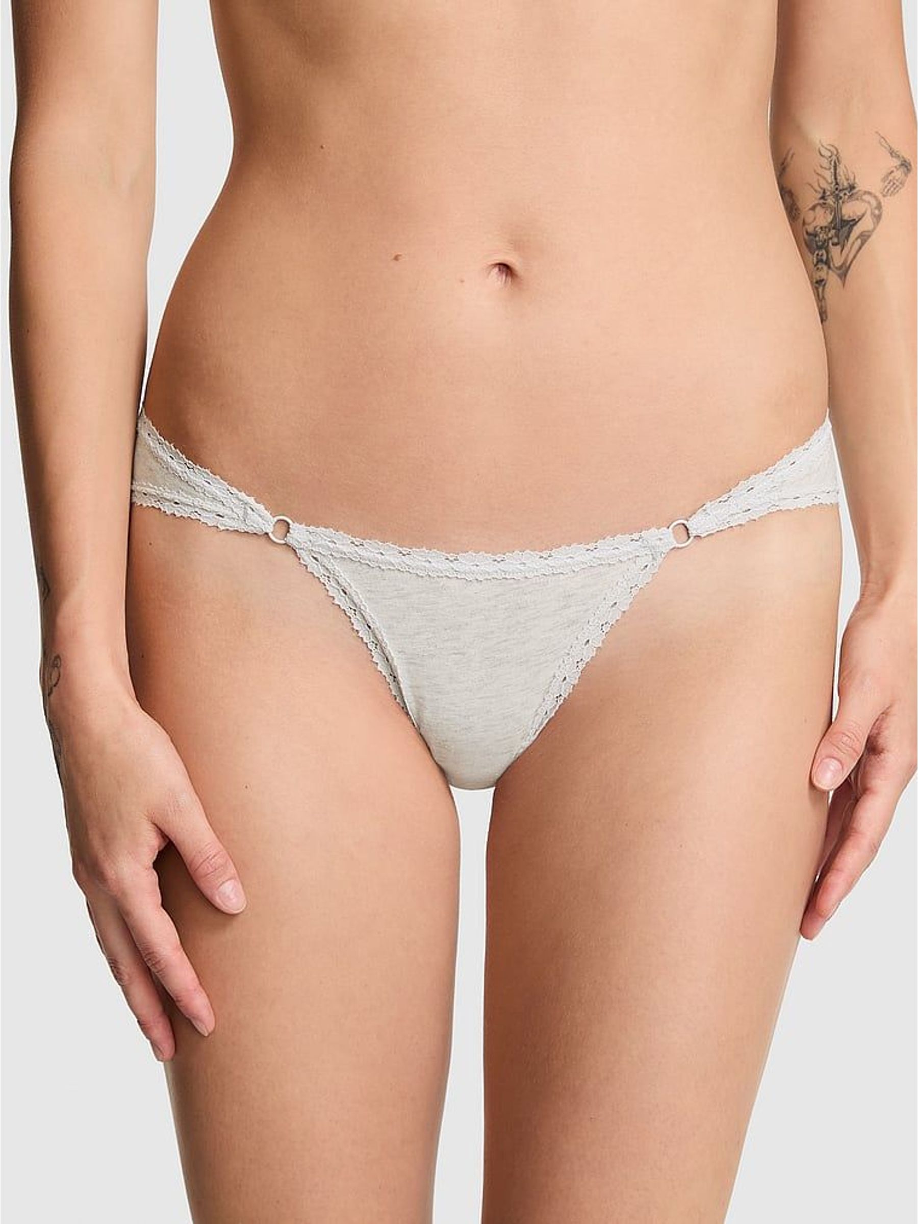 Snow White Cheeky Cotton Heather Lace Trim Knickers (W71750) | £10
